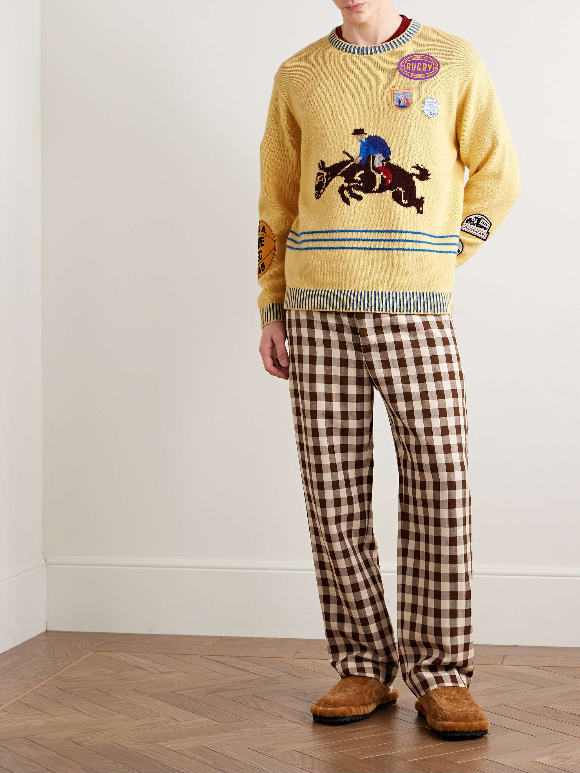 Jockey Appliquéd Intarsia Alpaca and Wool-Blend Sweater view
