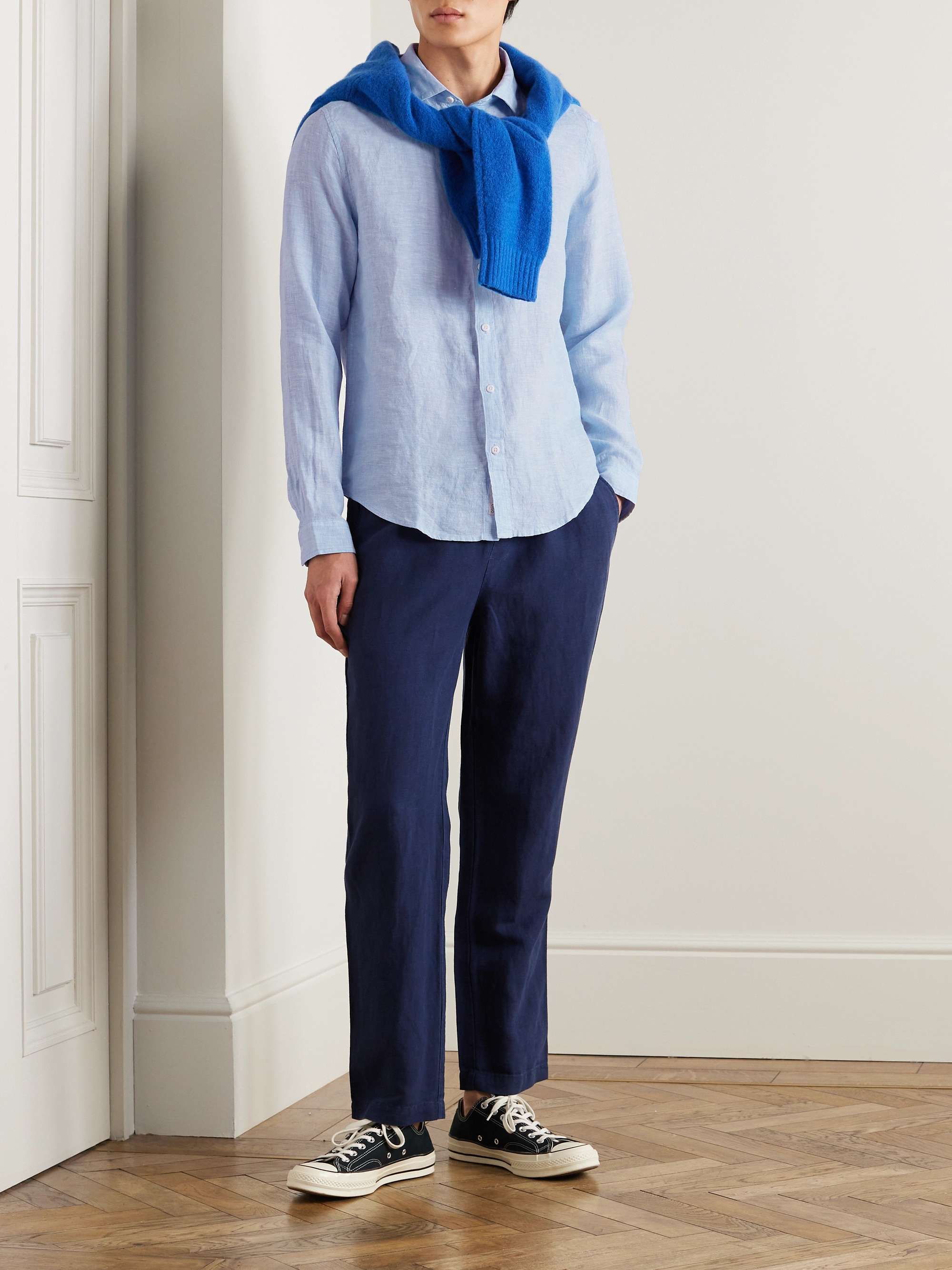 Spread-Collar Linen Shirt view