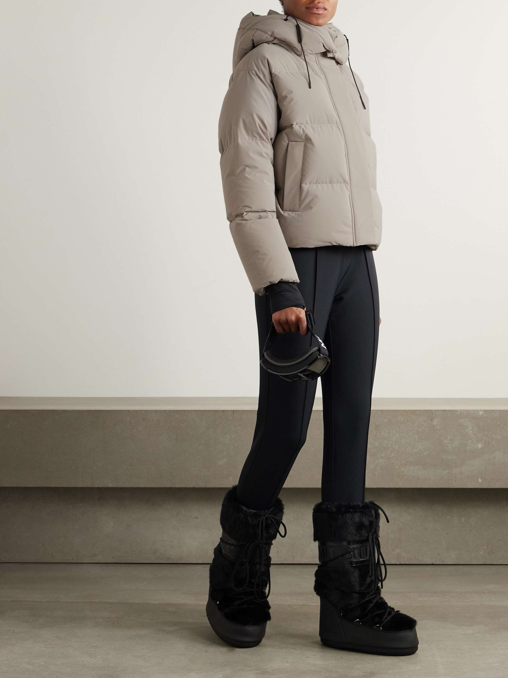 Danna appliquéd quilted hooded Soft-Stretch down ski jacket view