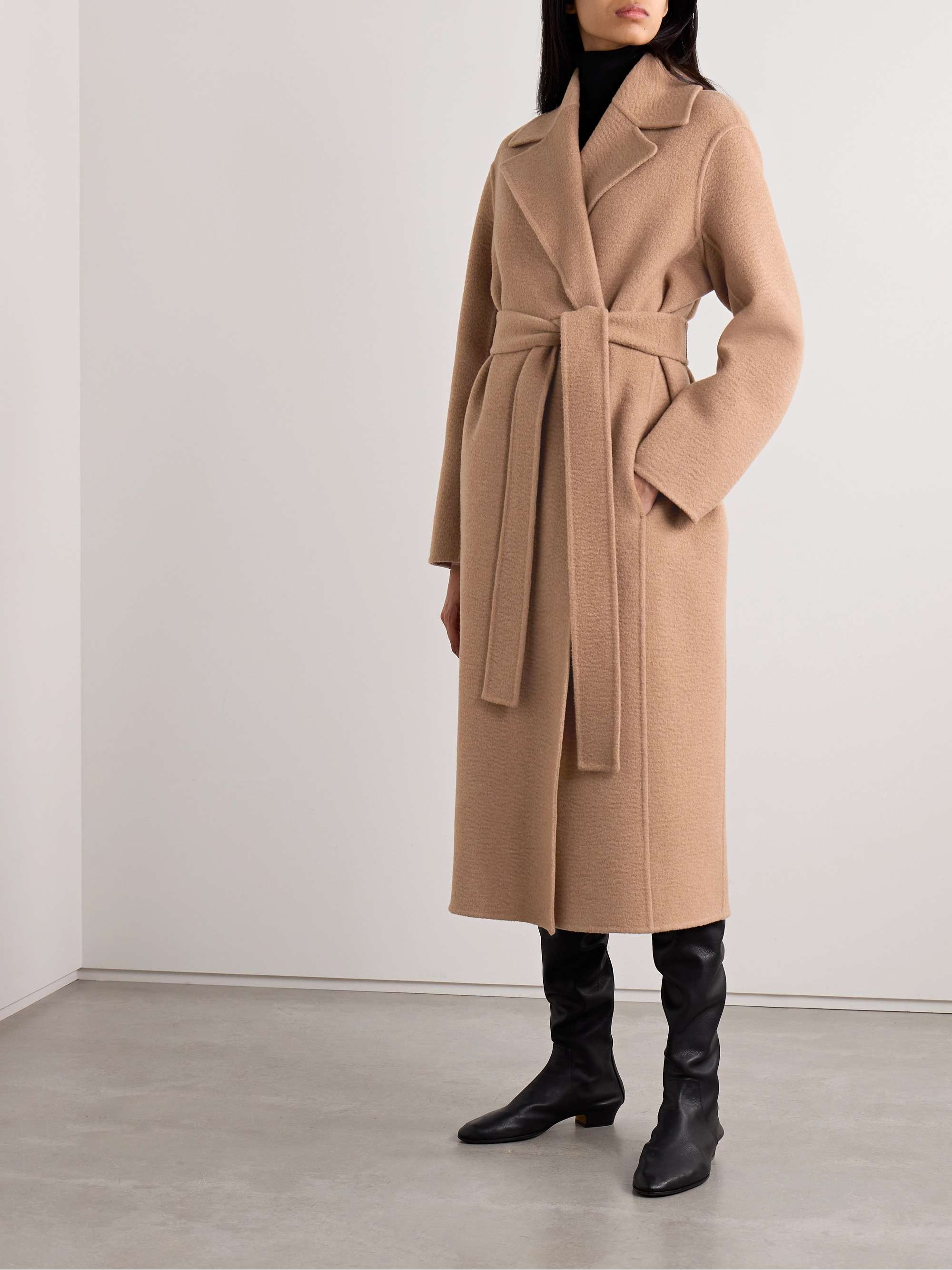Essentials Malika belted camel hair coat view