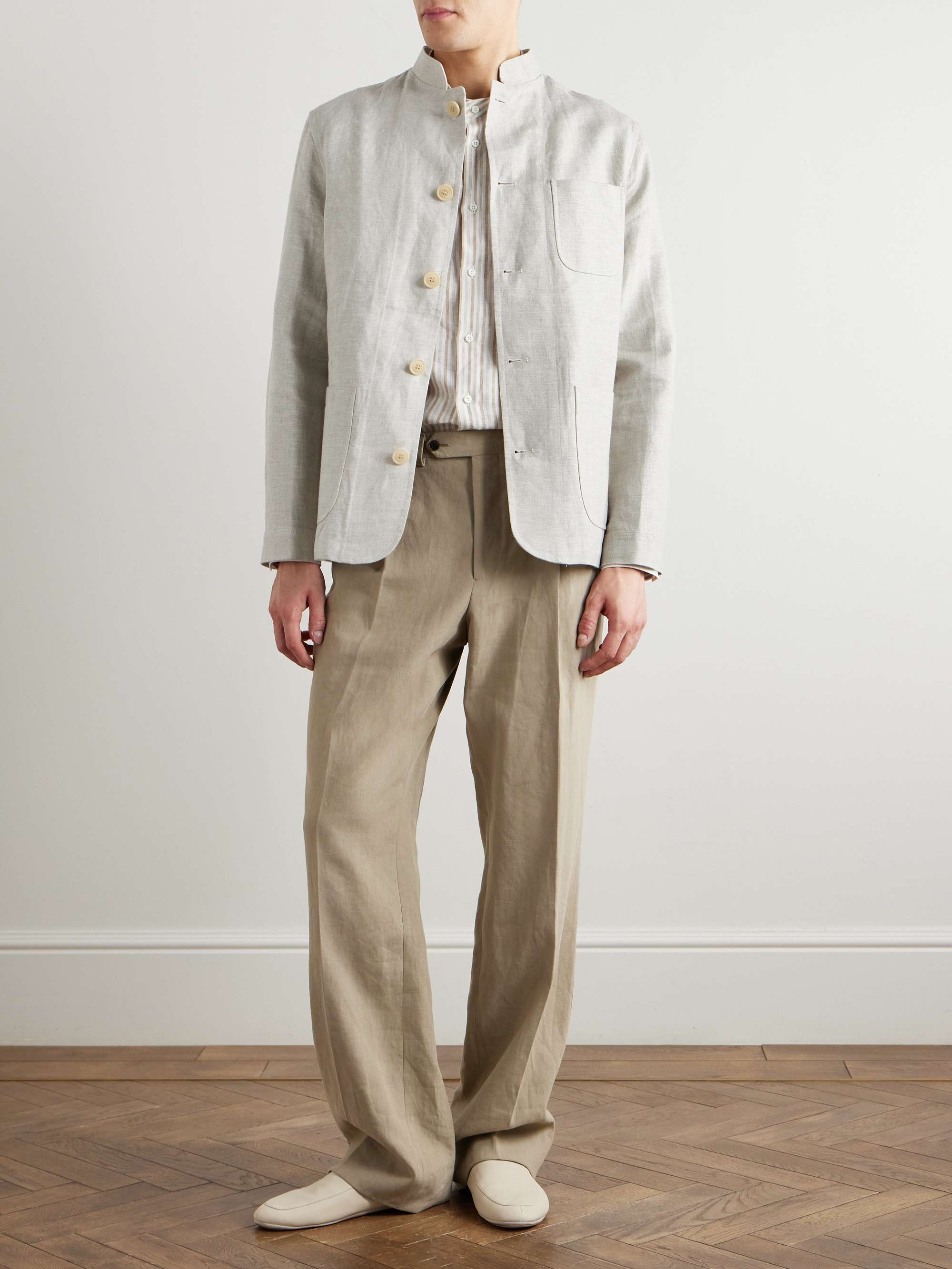Artist Nehru-Collar Linen Jacket view