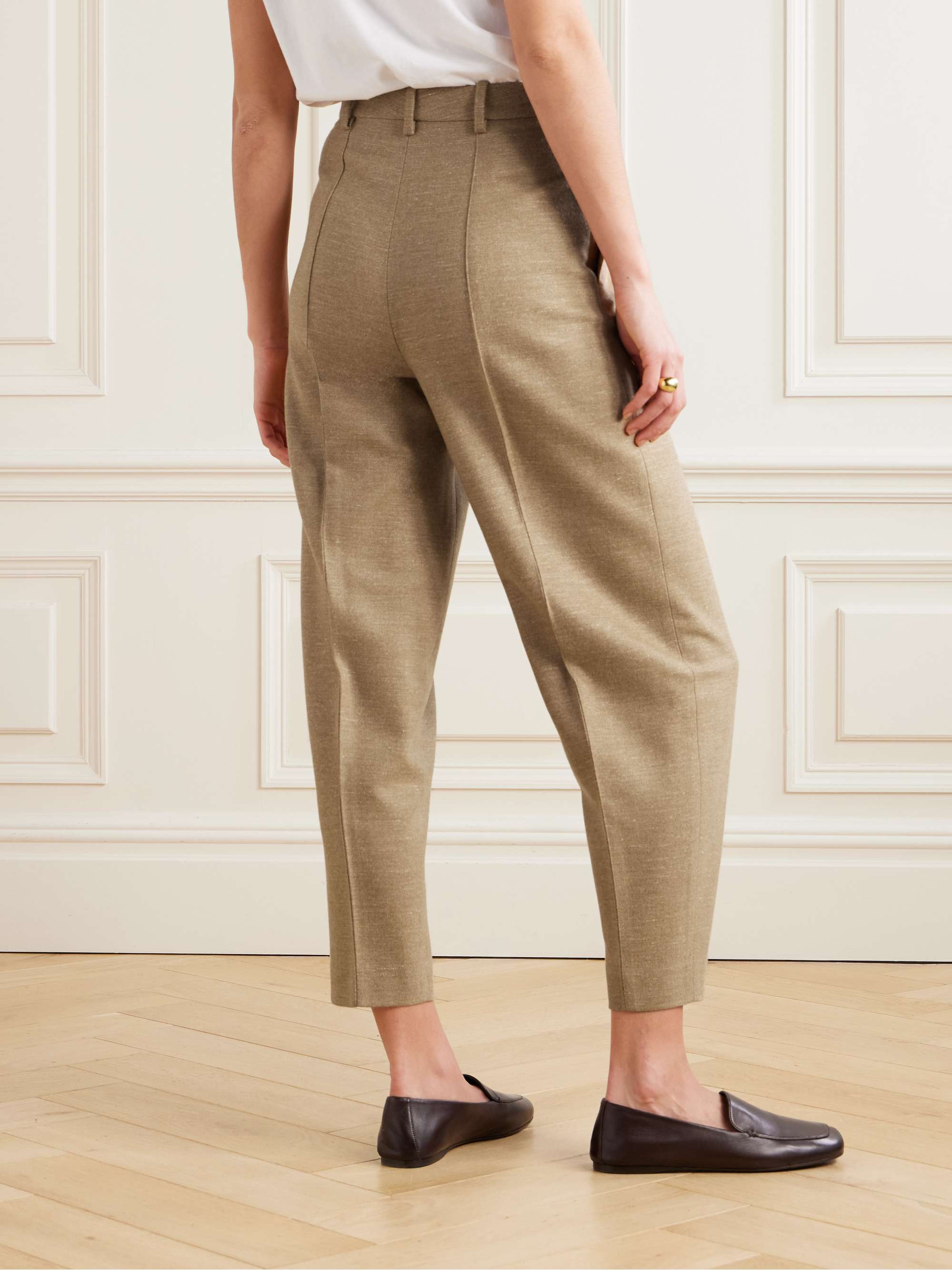 Dan pleated wool, cashmere and linen-blend tapered pants view