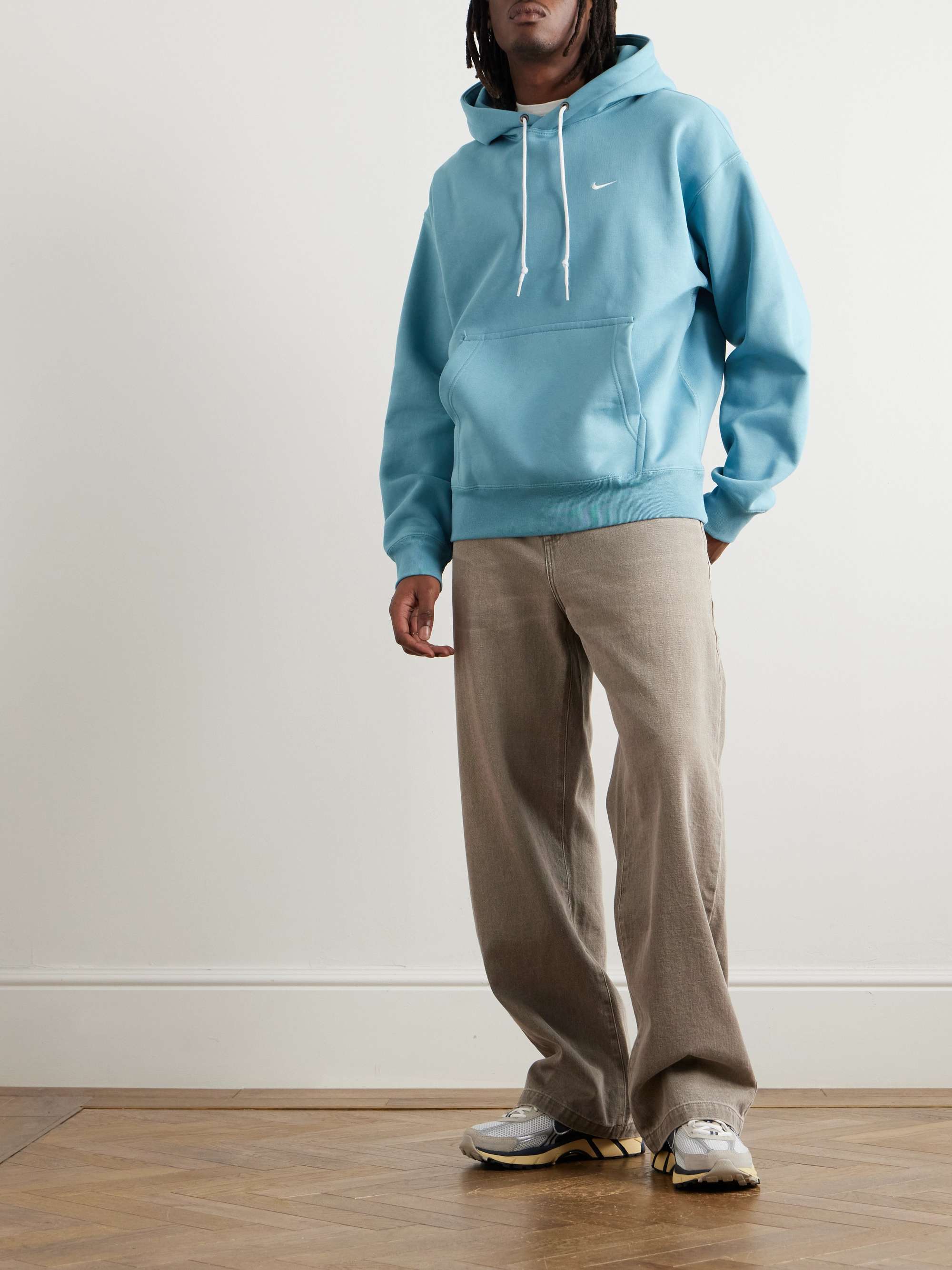 Solo Swoosh Logo-Embroidered Cotton-Blend Jersey Hoodie view