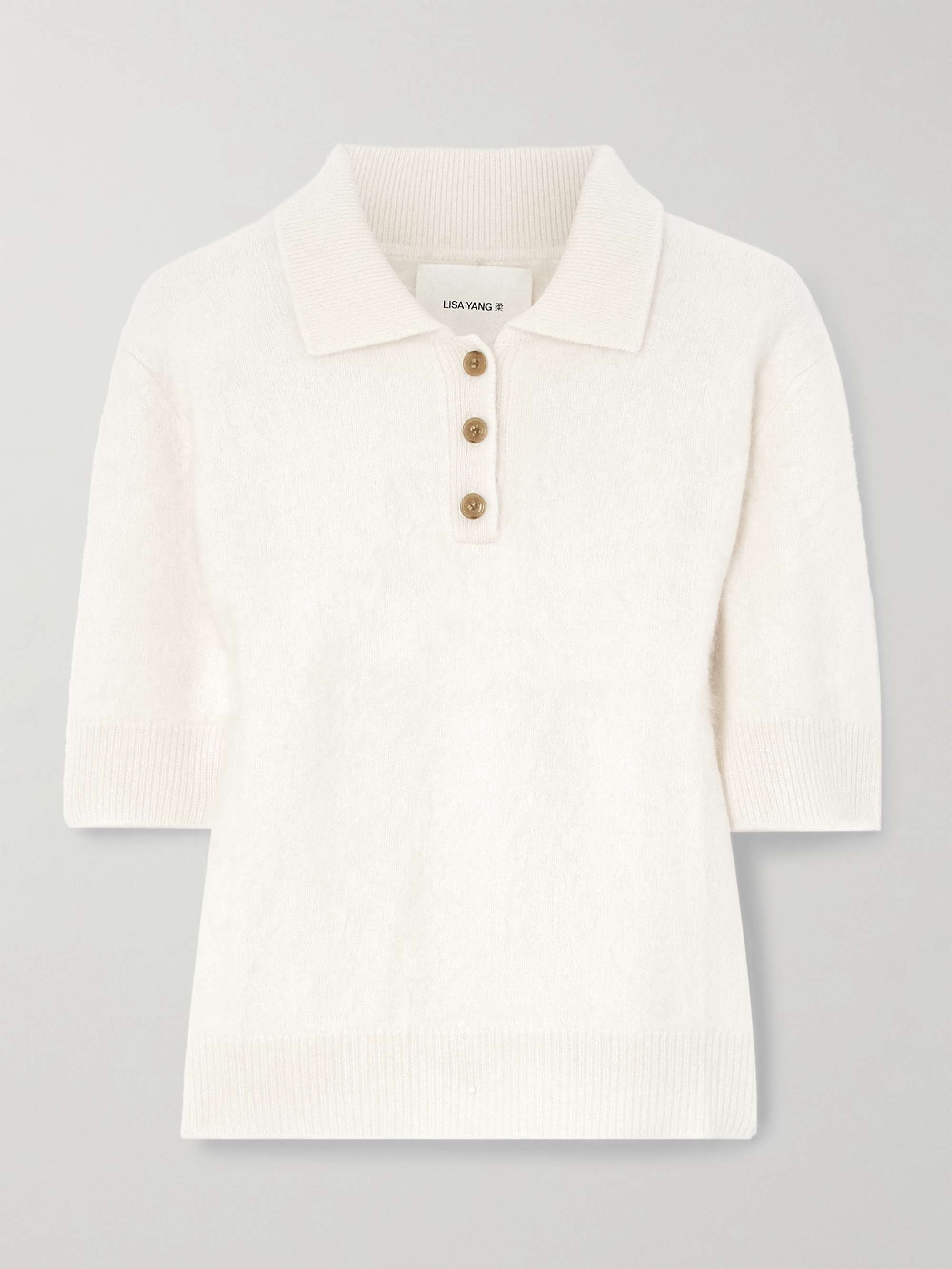 Carolyn brushed-organic cashmere polo shirt hero visual