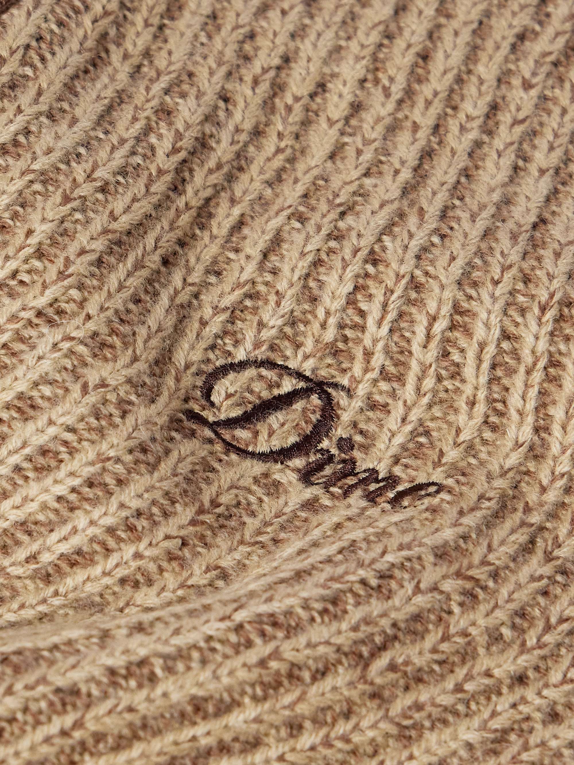Logo-Embroidered Ribbed-Knit Zip-Up Cardigan view