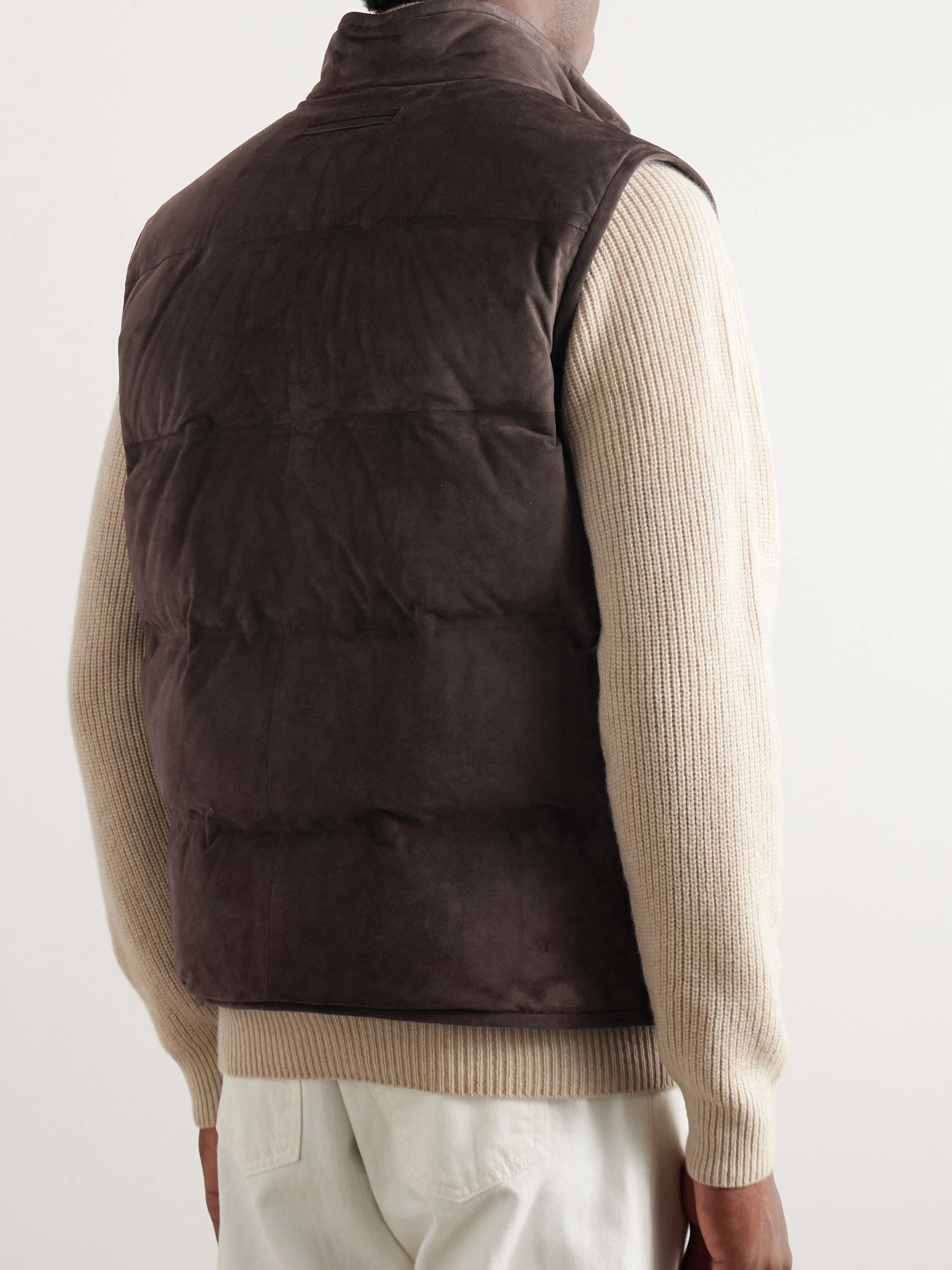 Quilted Suede Down Gilet view