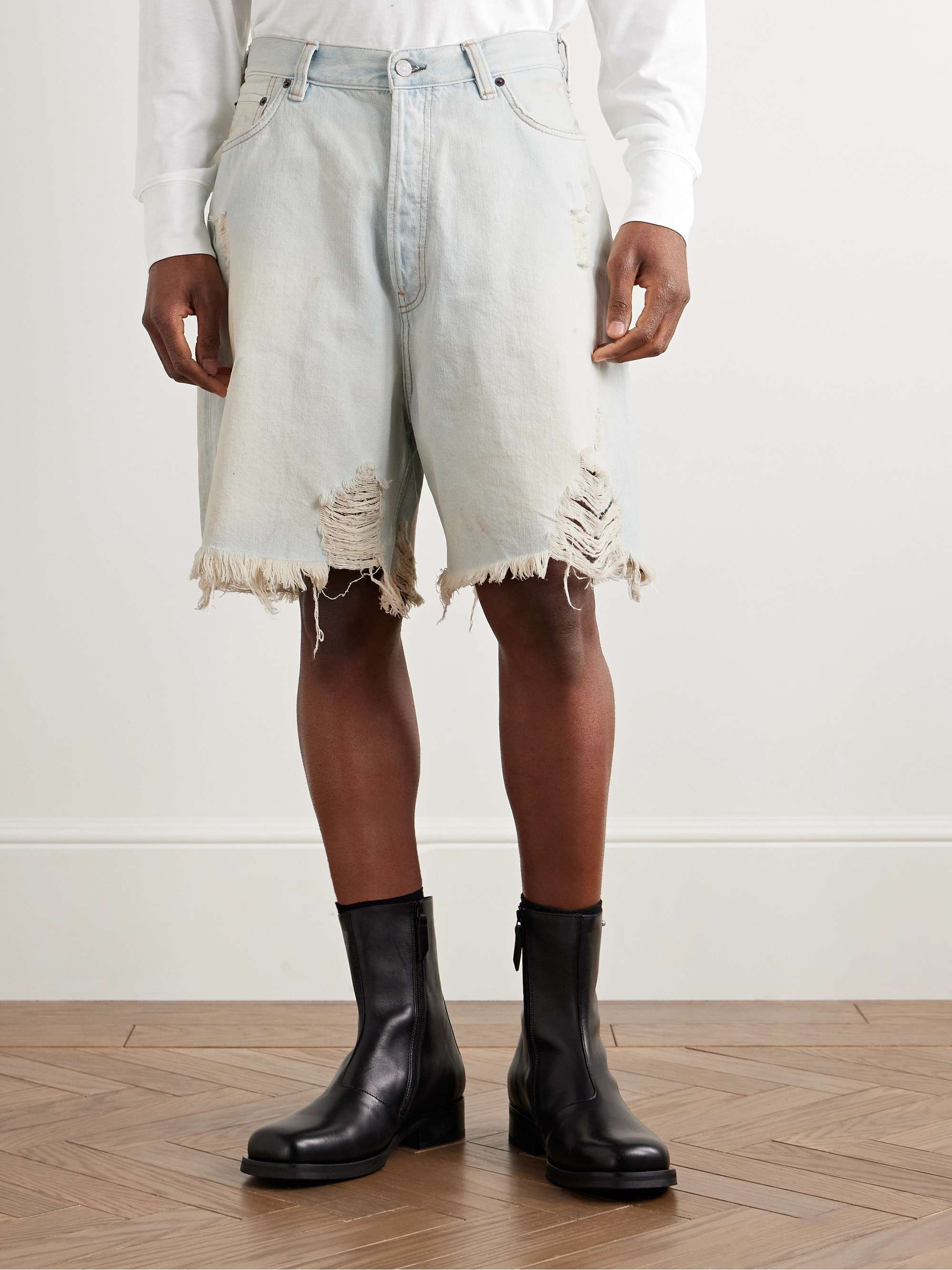 Rudney Wide-Leg Distressed Denim Shorts view