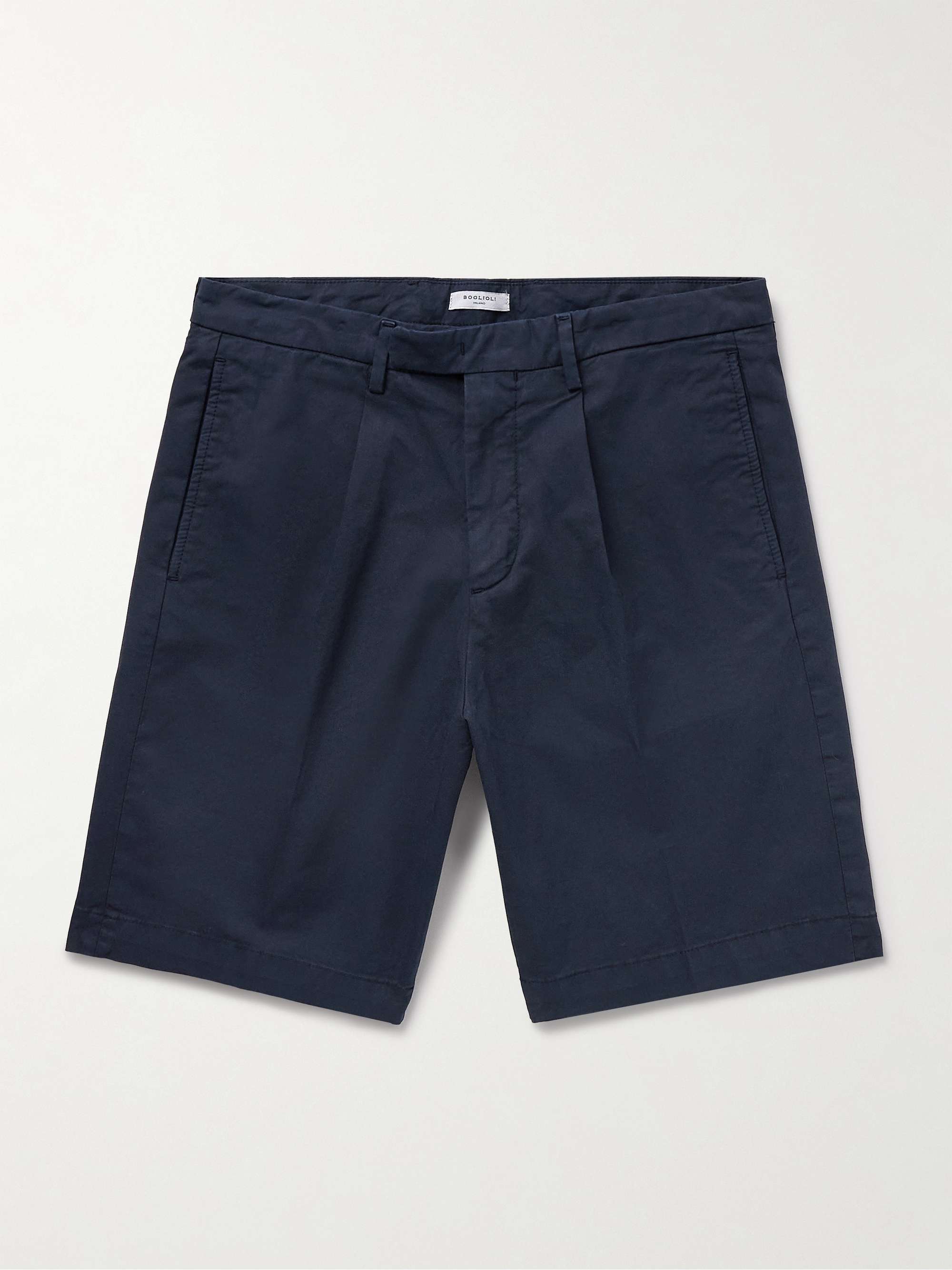 Slim-Fit Straight-Leg Pleated Cotton-Blend Twill Bermuda Shorts hero visual