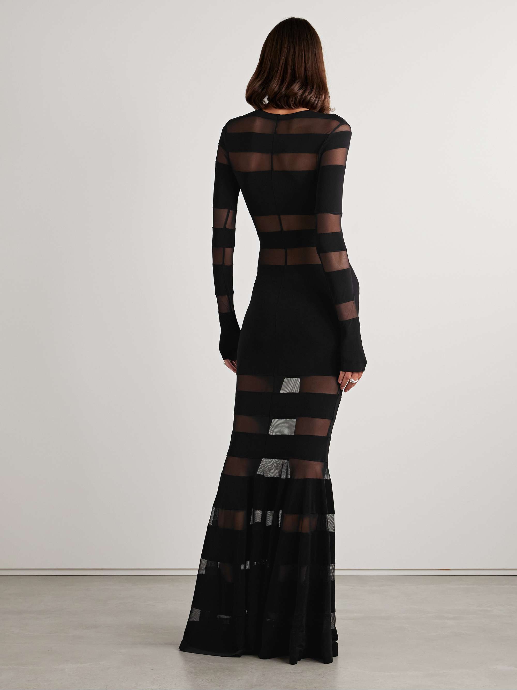 Mesh-paneled stretch-jersey gown view