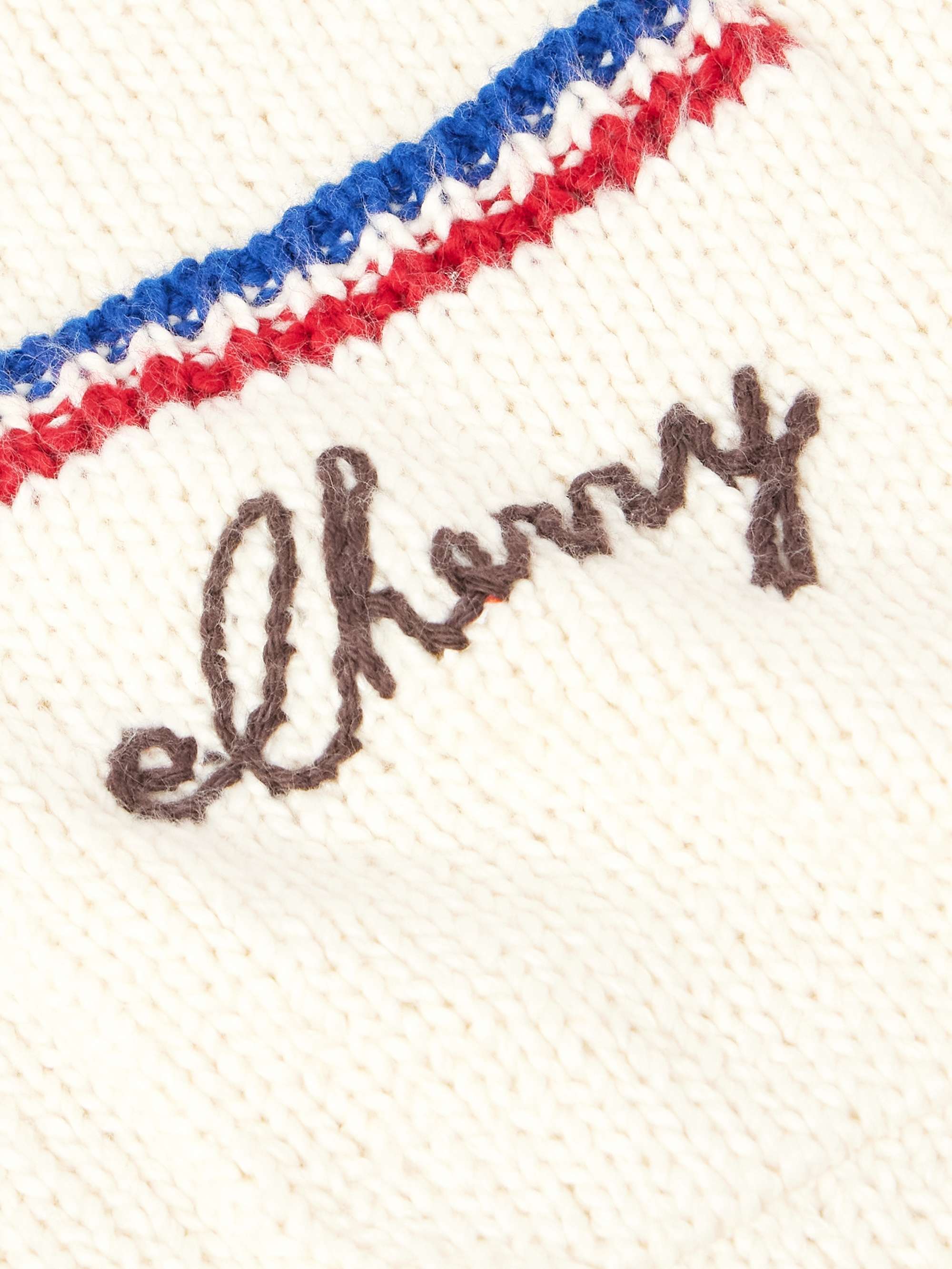 Striped Embroidered Cotton-Jersey Sweater view