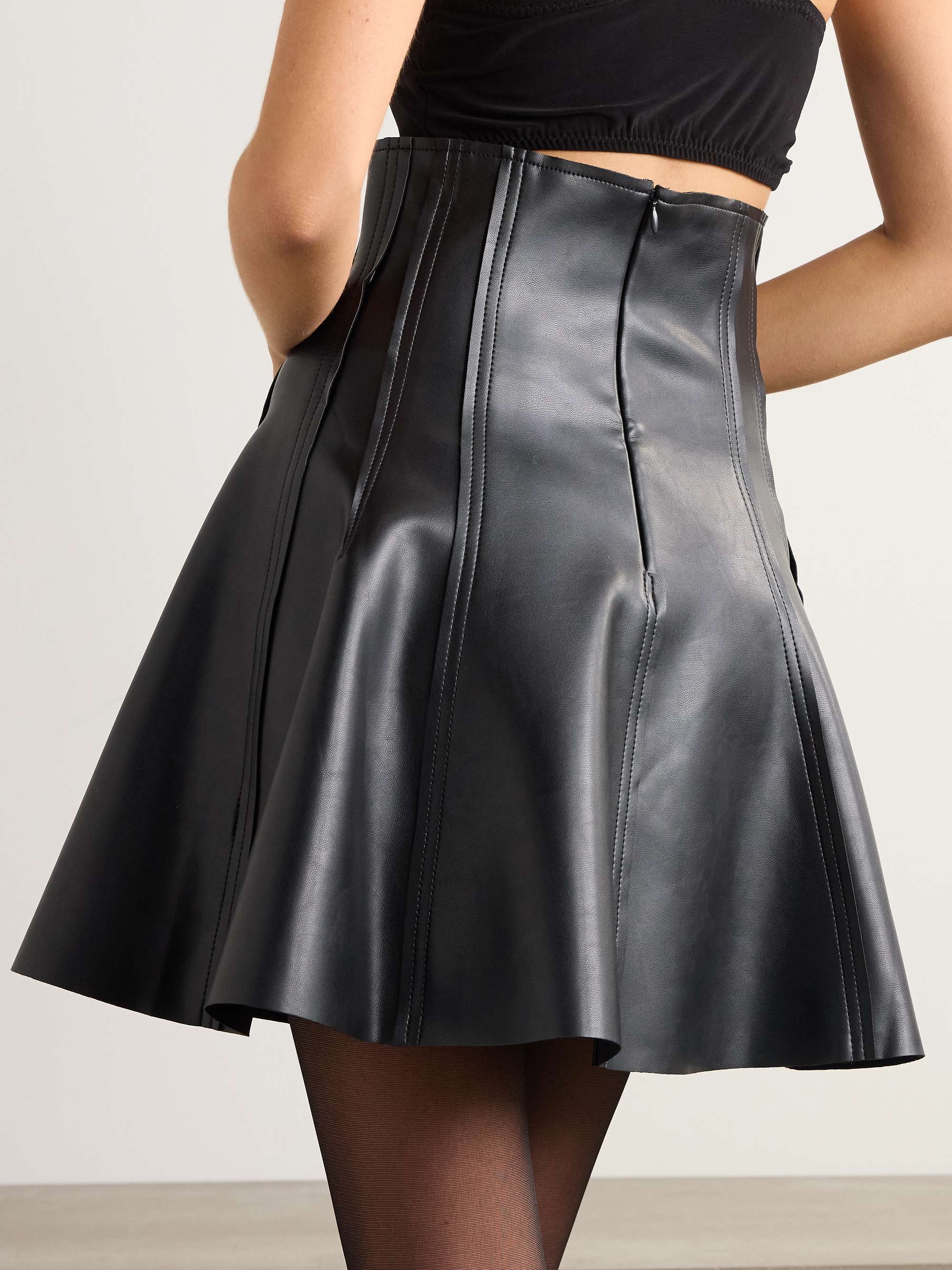 Grace pleated leather mini skirt view