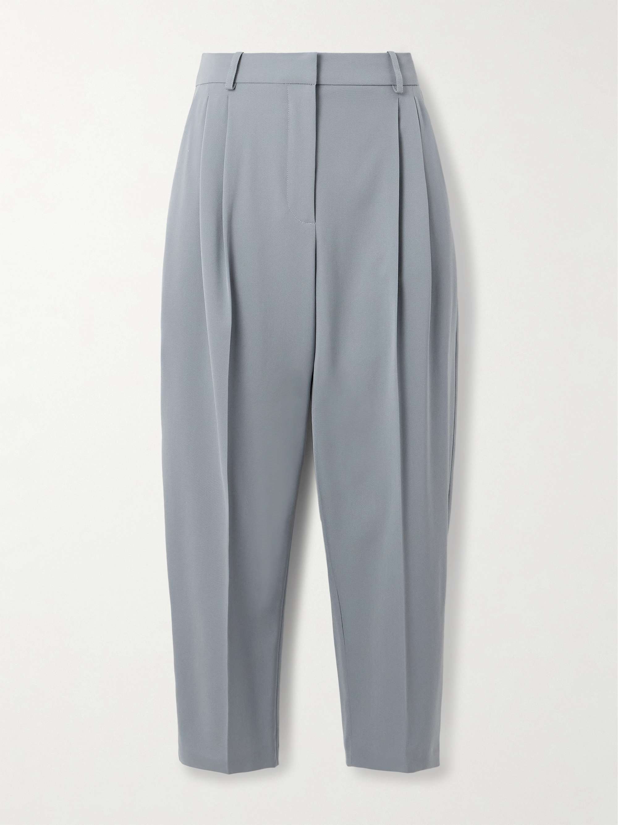 Cropped pleated wool-blend tapered pants hero visual