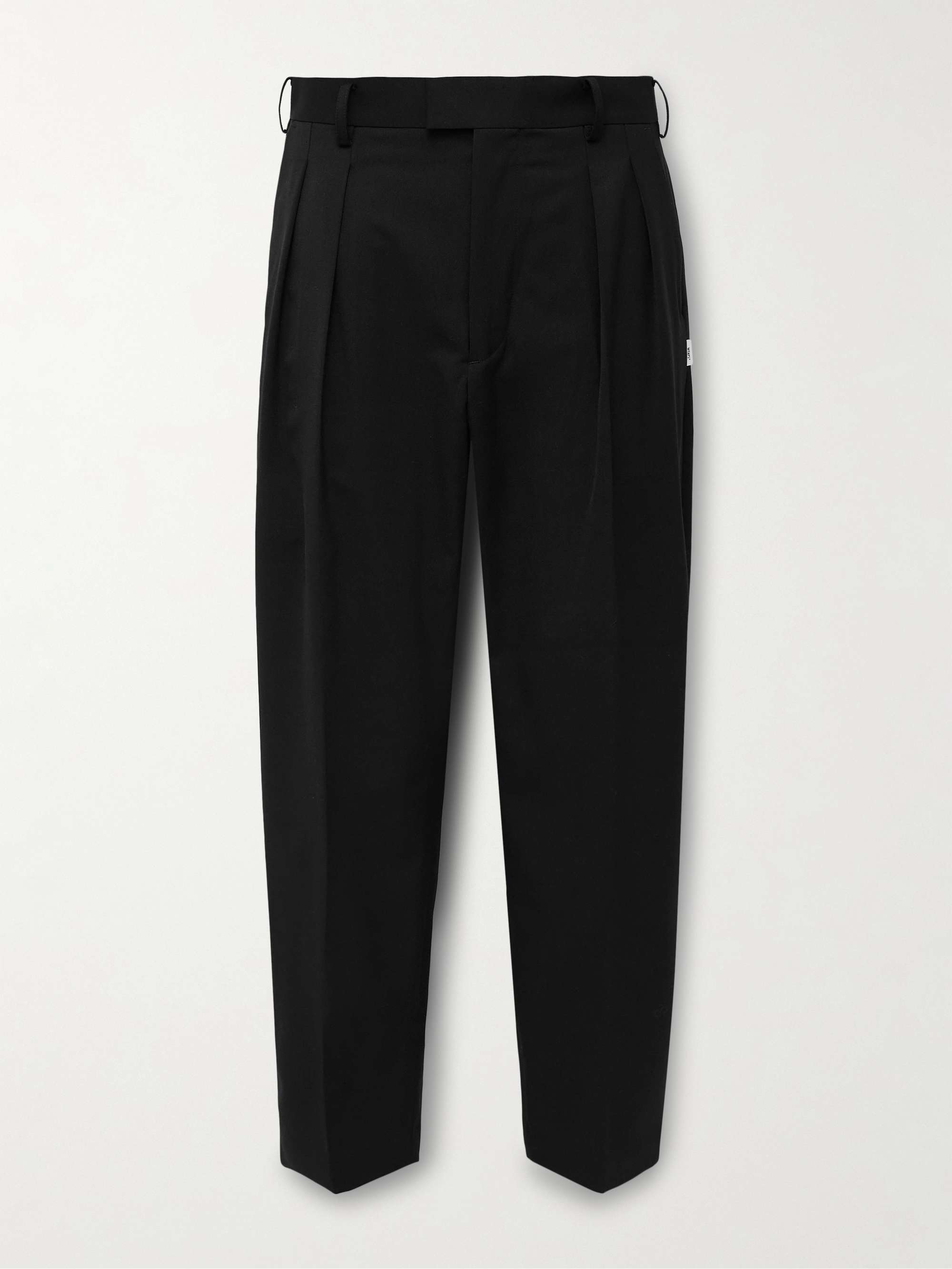 Cropped Tapered Logo-Appliquéd Pleated Twill Trousers hero visual