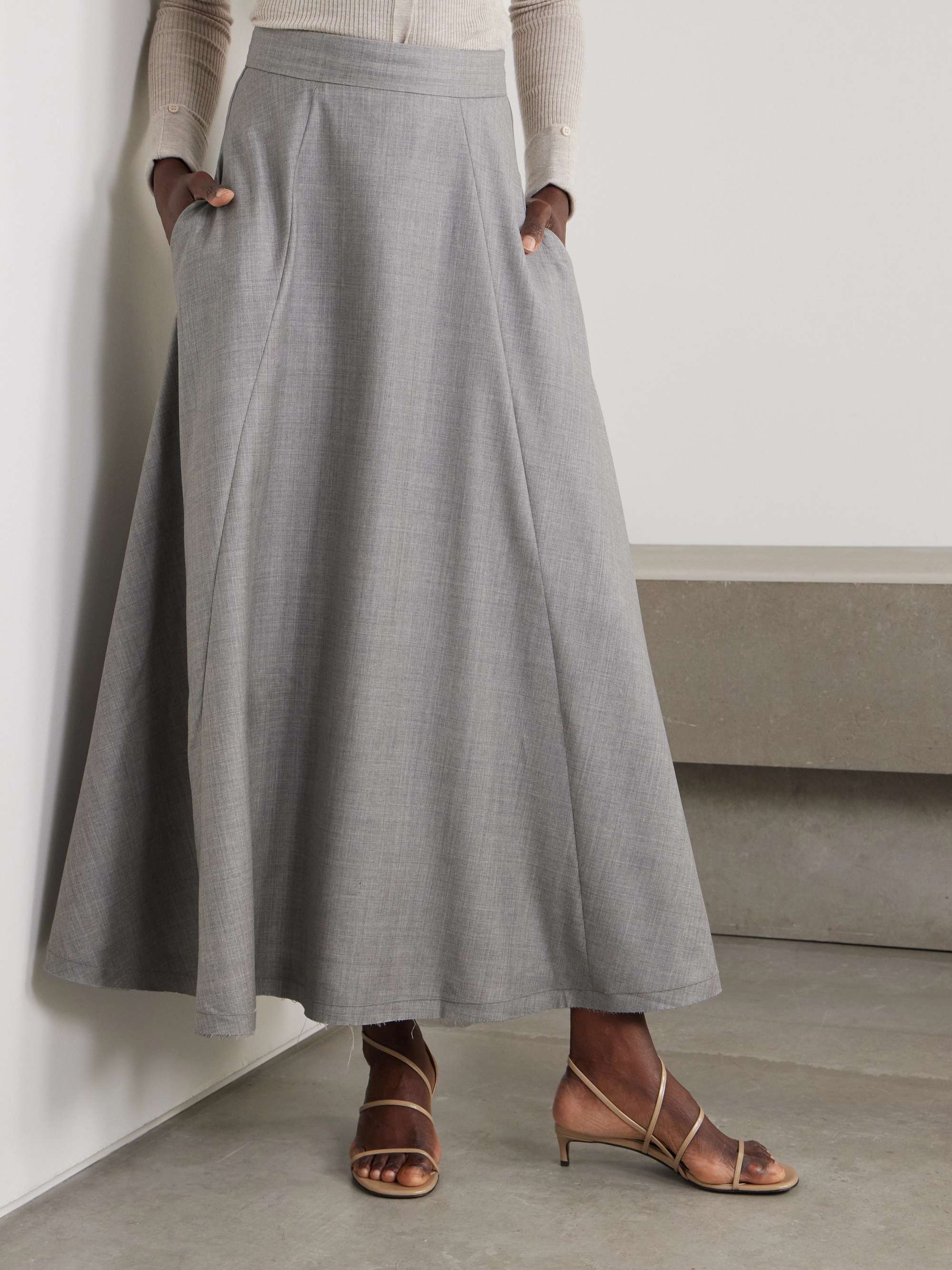 Lauren frayed wool maxi skirt view