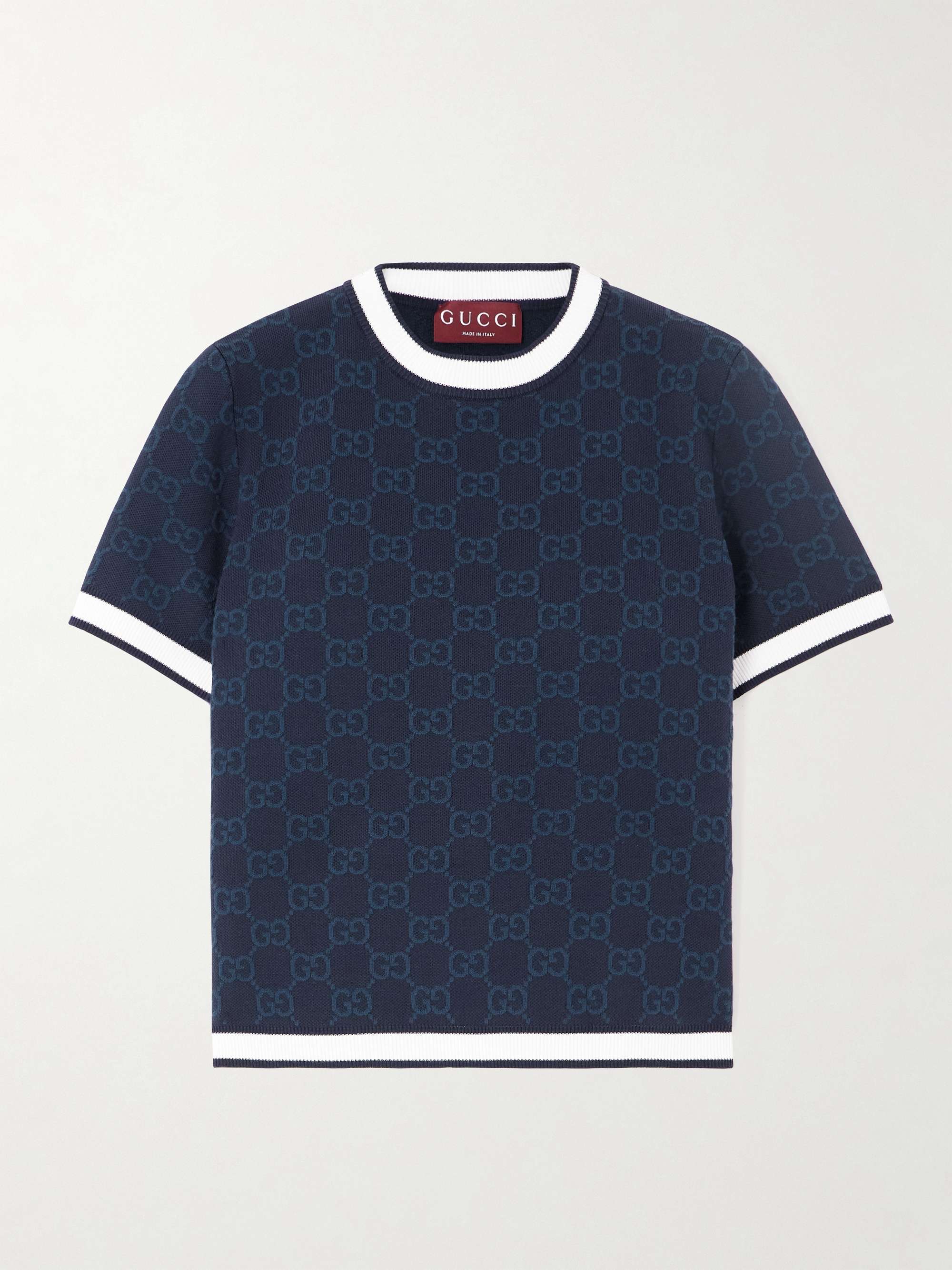 Cropped jacquard-knit cotton sweater hero visual