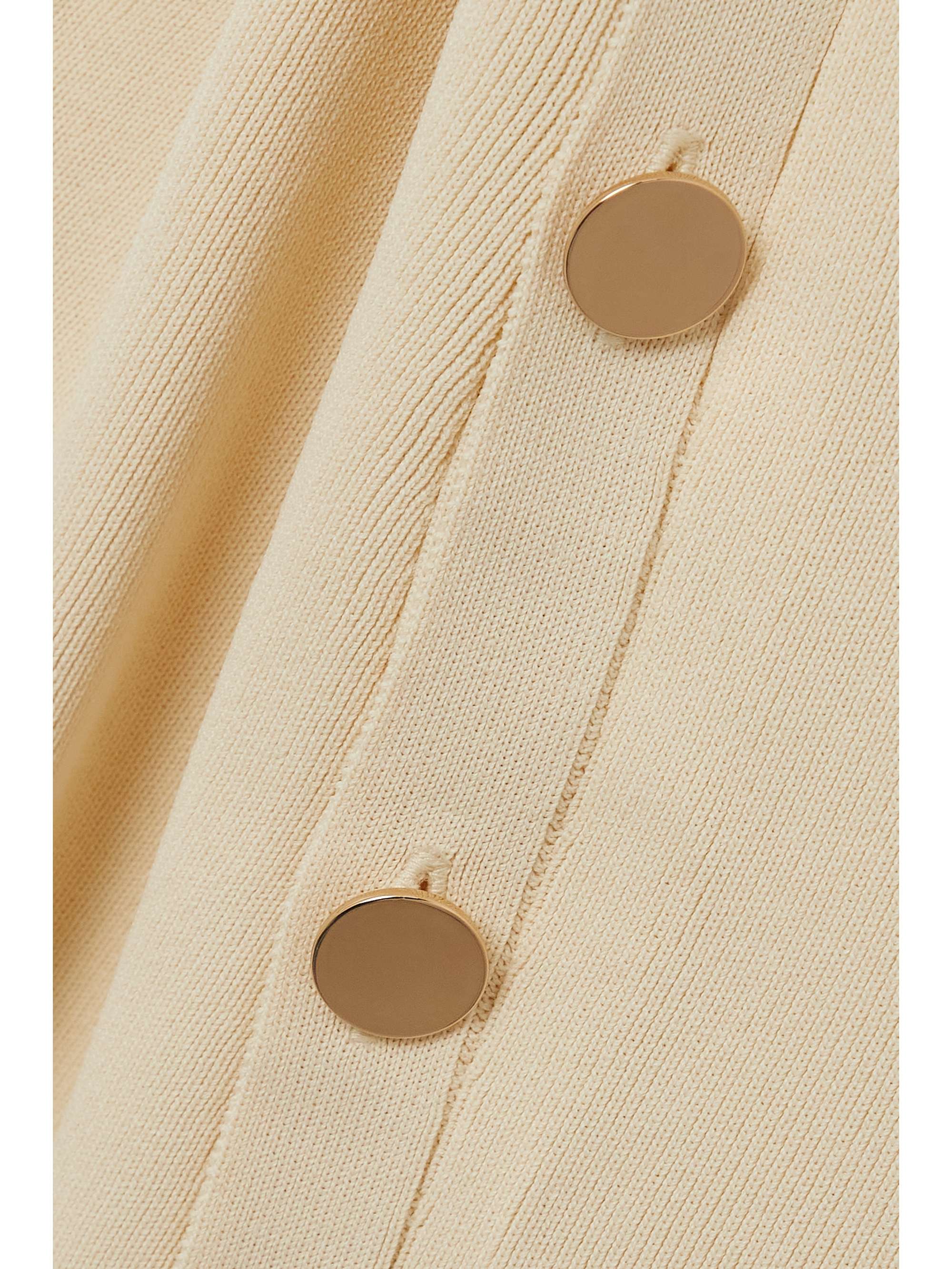 Topaz button-detailed ribbed-knit midi dress view