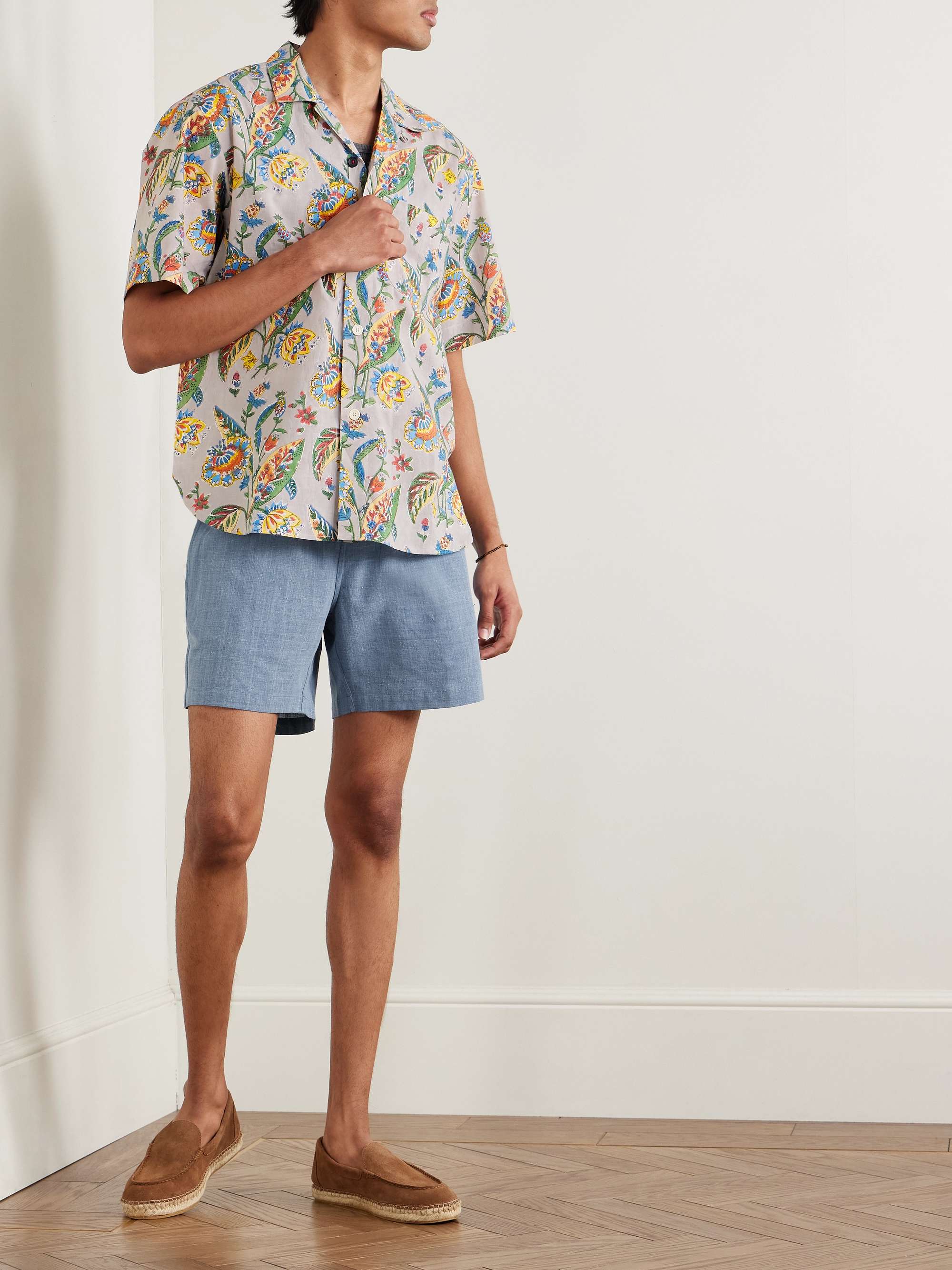 Ronen Convertible-Collar Printed Cotton Shirt view