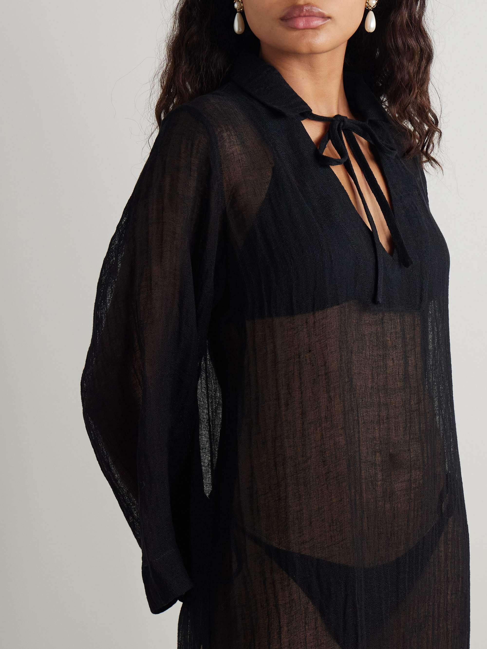 Linen-blend gauze kaftan view