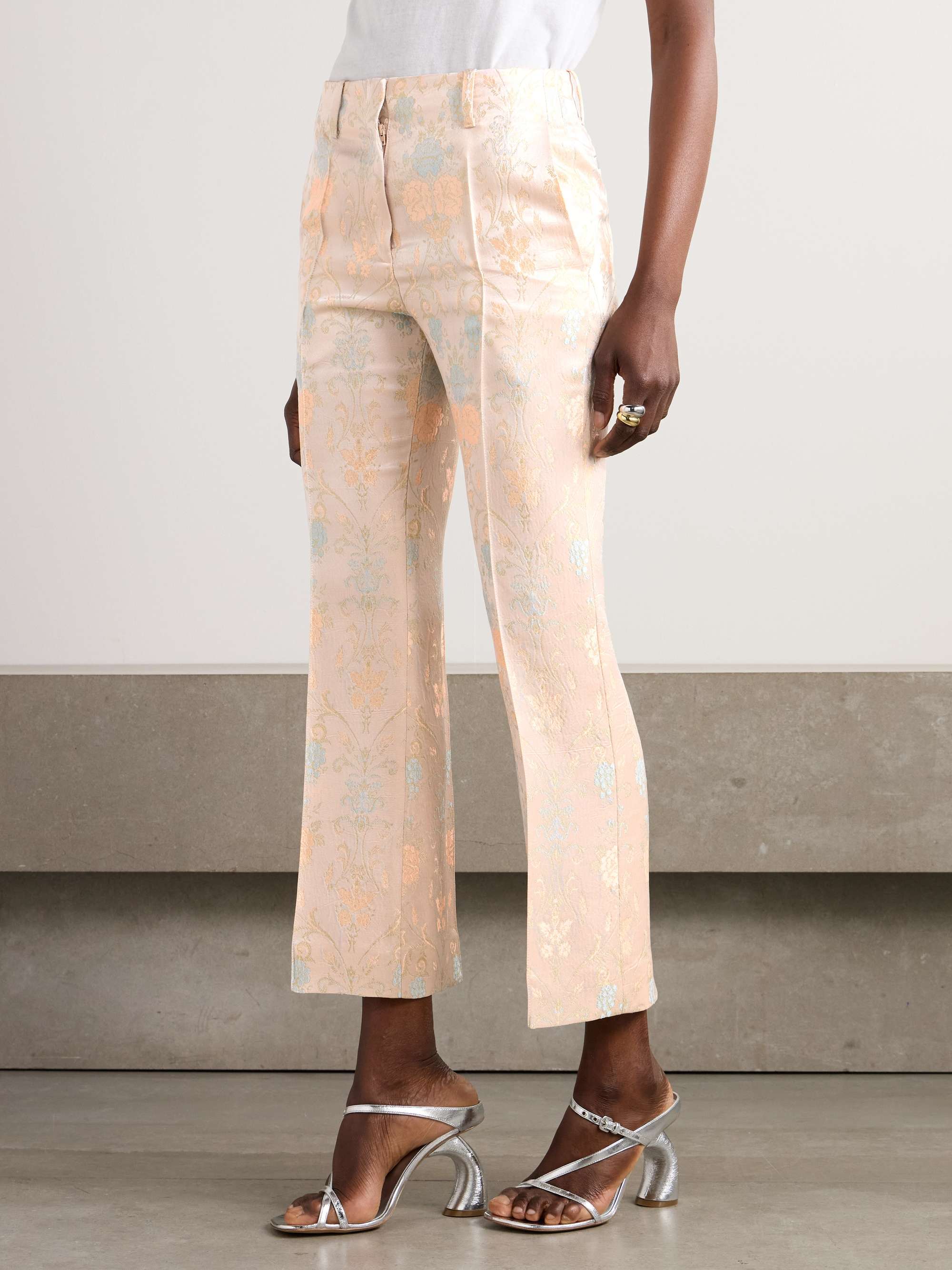 Paloma satin-jacquard straight-leg pants view