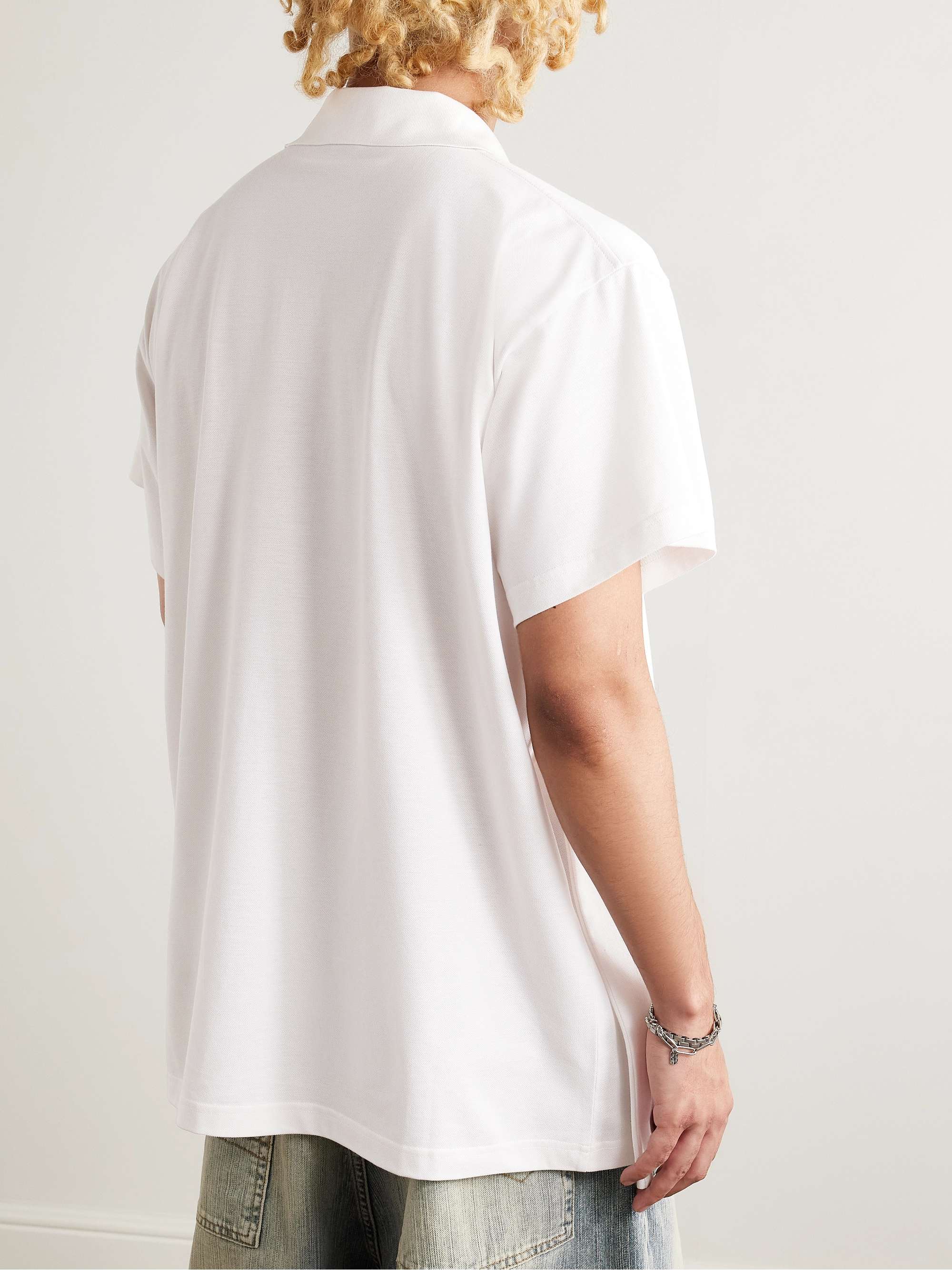 Oversized Layered Logo-Embroidered Cotton-Piqué Polo Shirt view