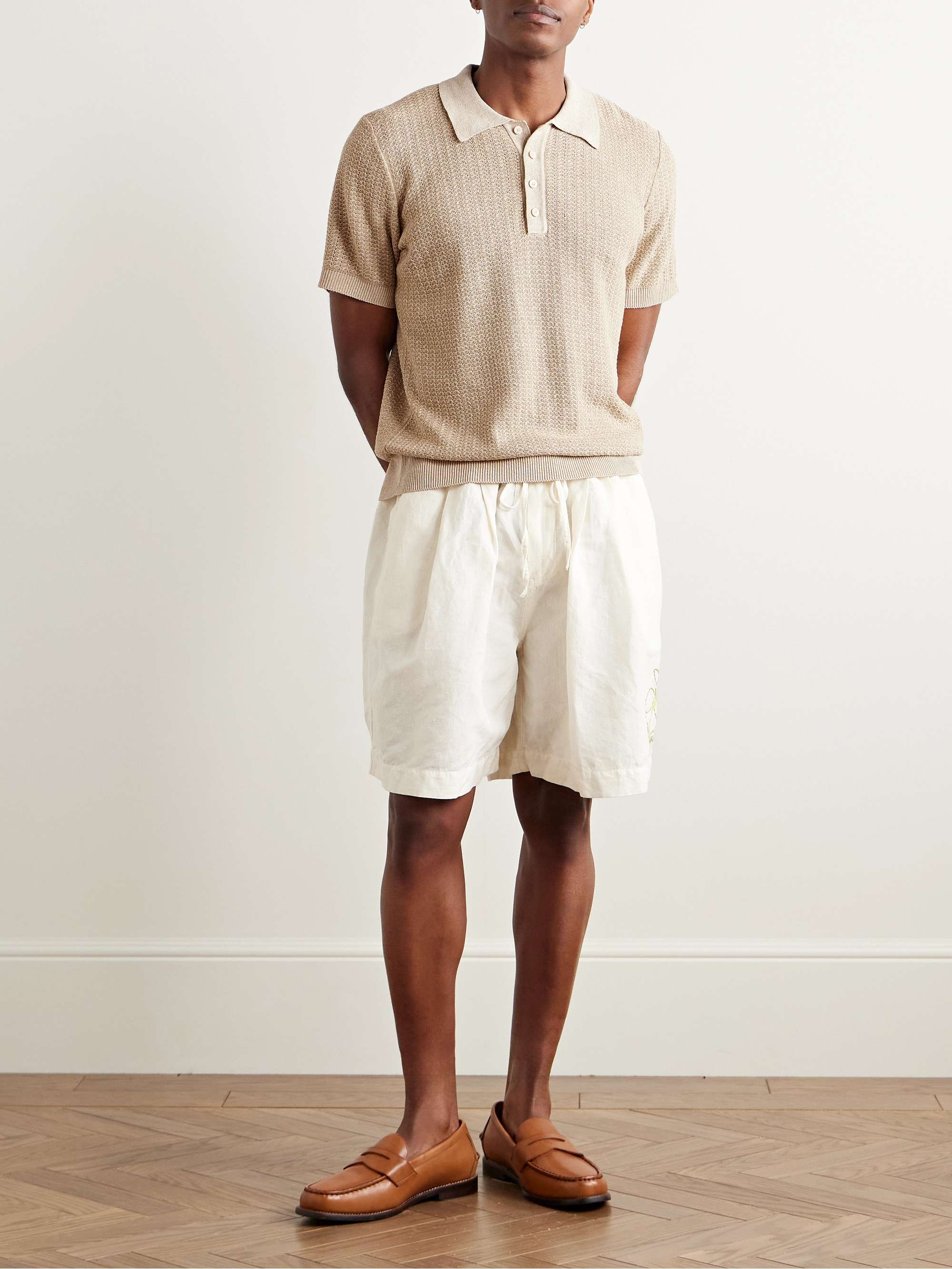 Silk and Linen-Blend Polo Shirt view