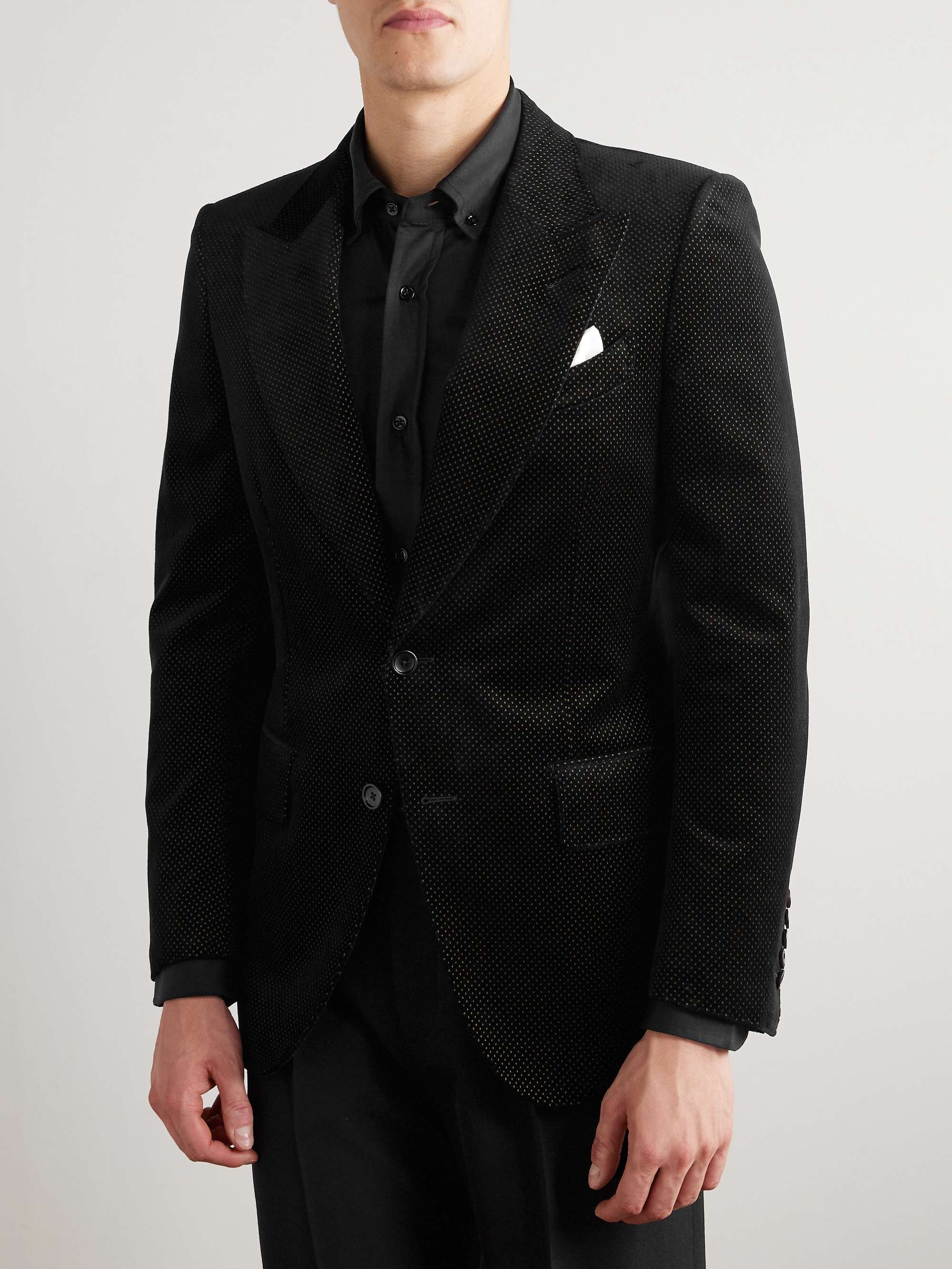 Dyllan Polka-Dot Cotton-Velvet Tuxedo Jacket view