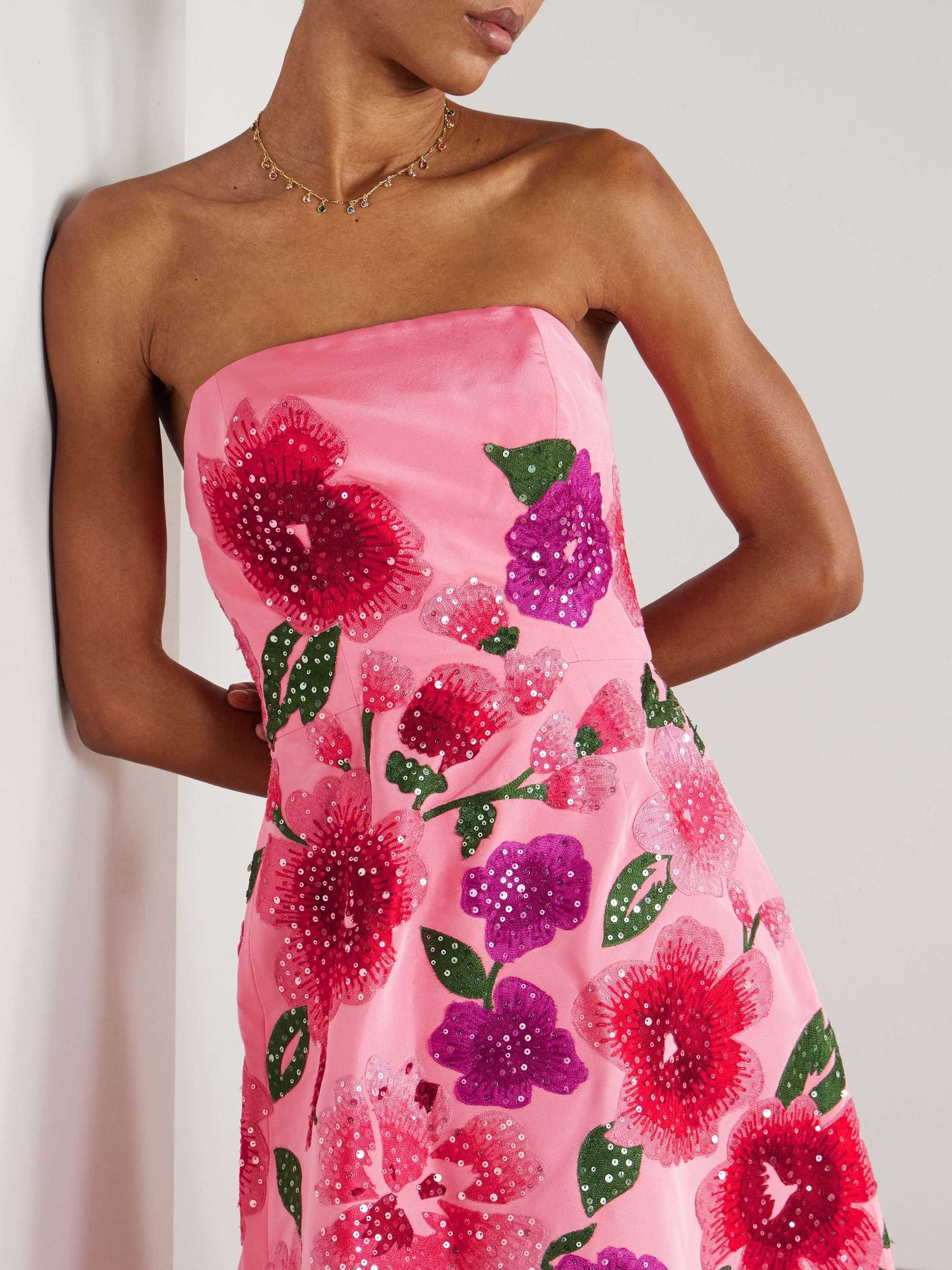 Strapless embellished silk-taffeta gown view