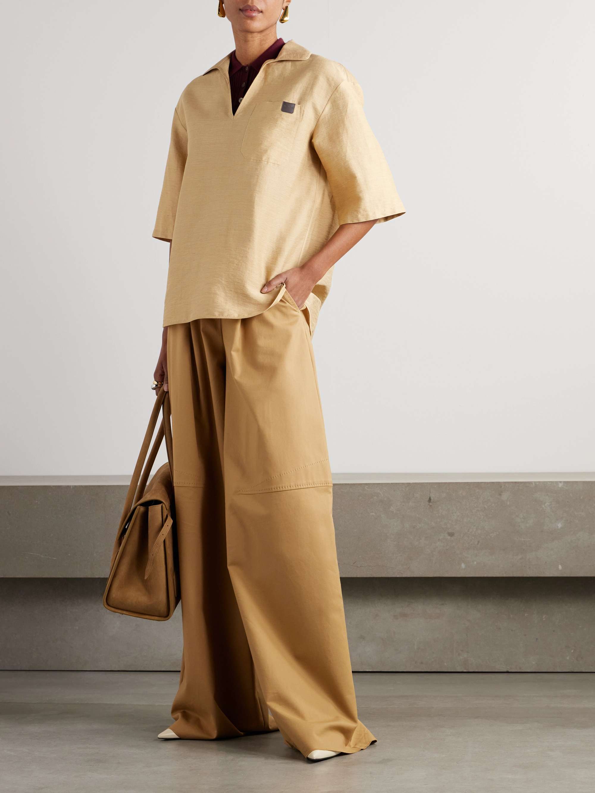 Osiride oversized appliquéd woven shirt view