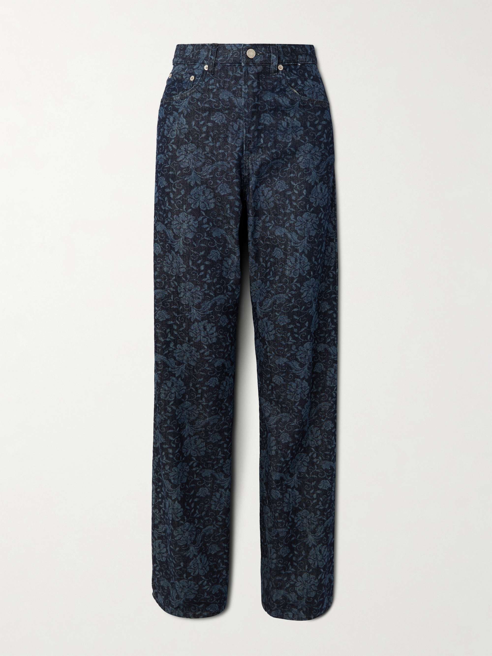 Bleached mid-rise straight-leg jeans hero visual