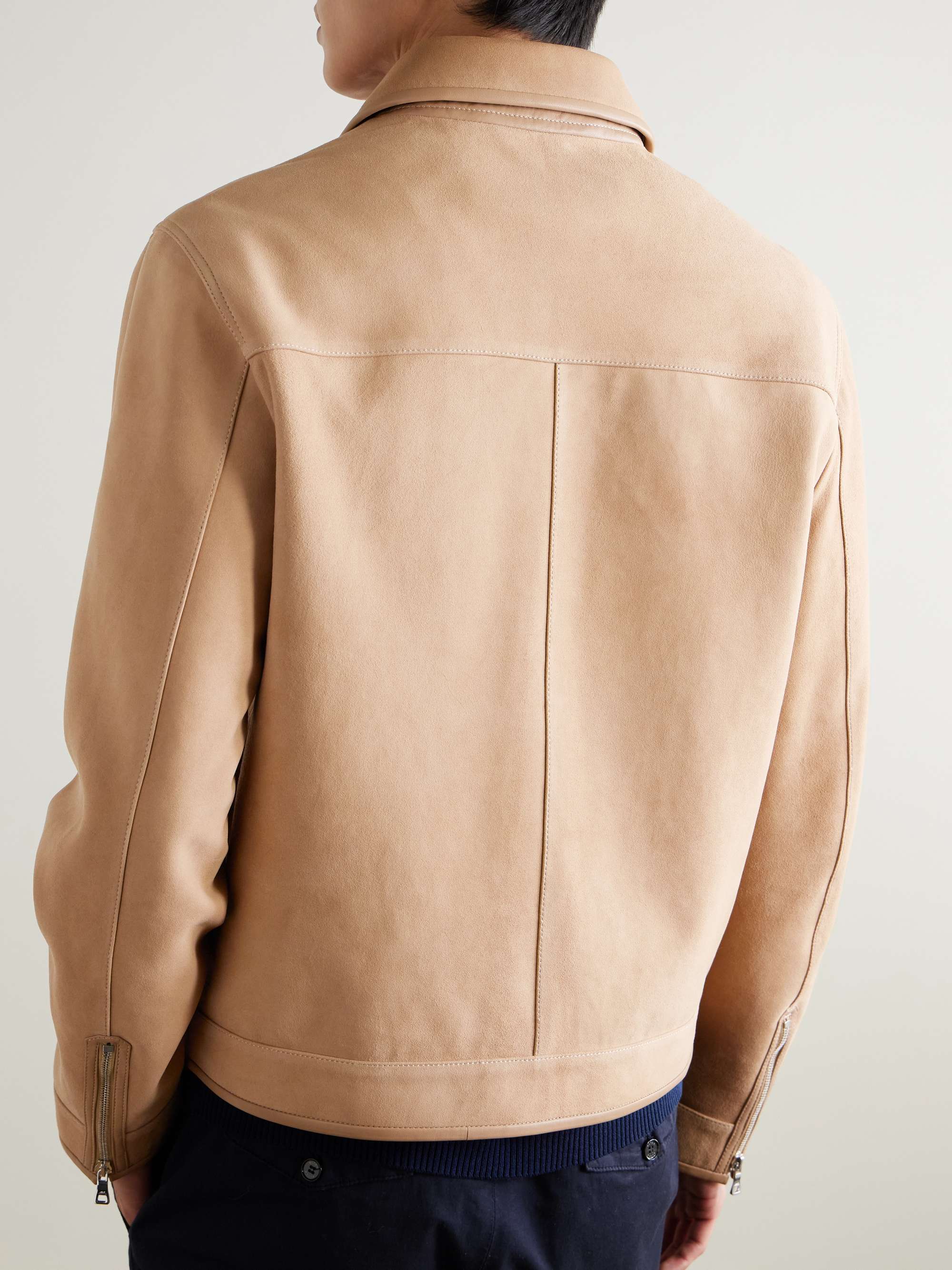 Panelled Leather-Trimmed Suede Jacket view