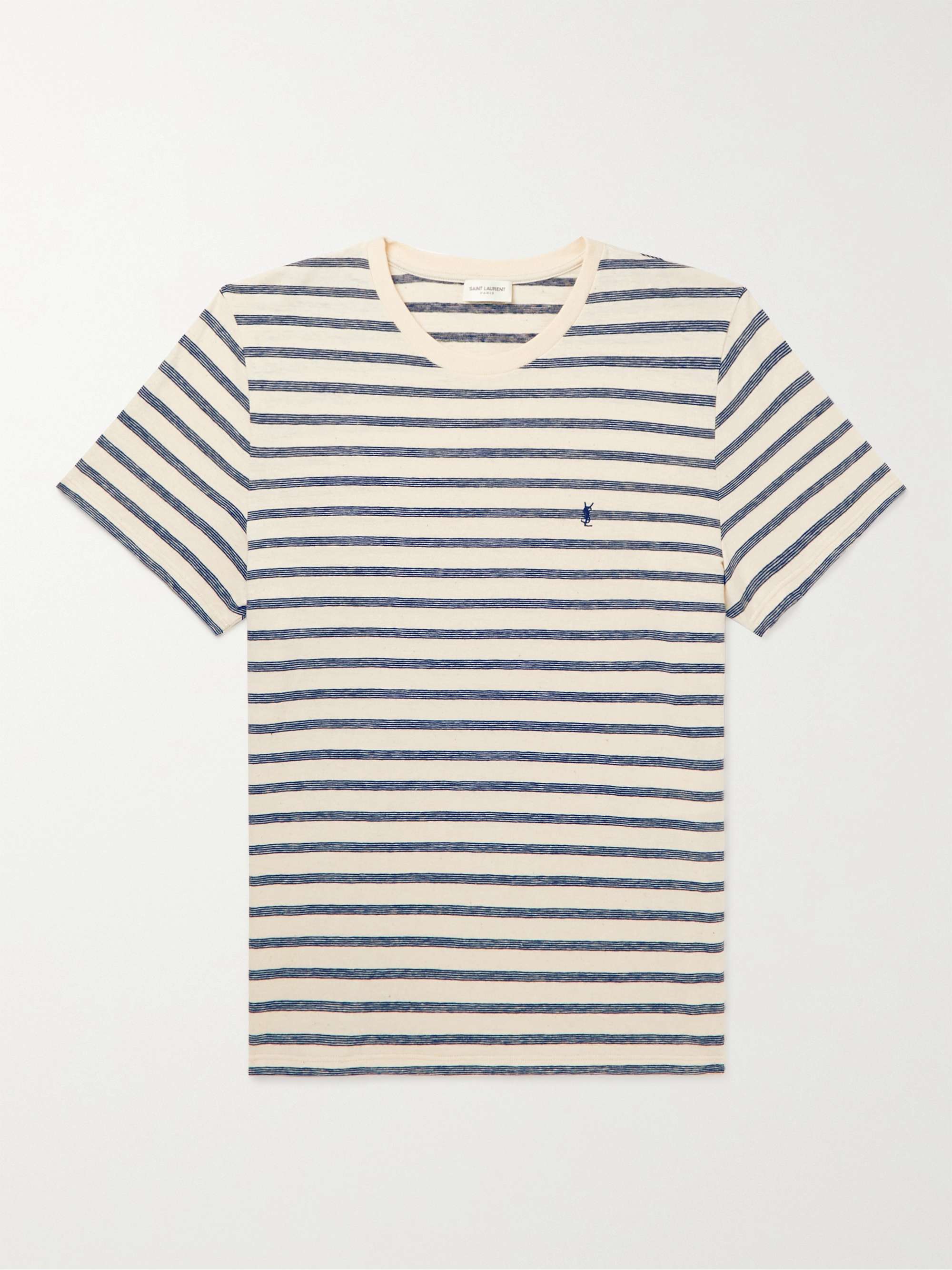 Slim-Fit Logo-Embroidered Striped Cotton-Jersey T-Shirt hero visual
