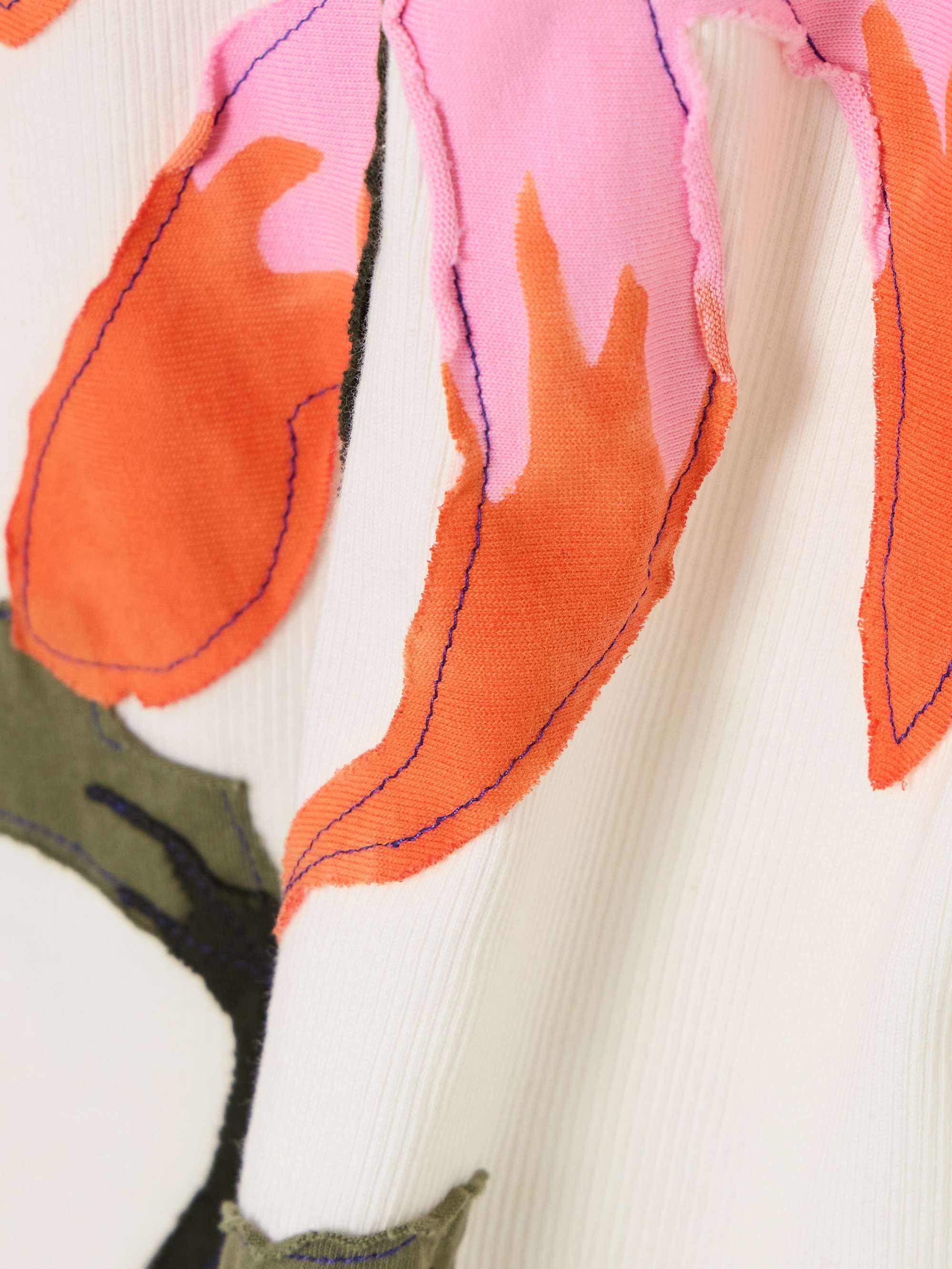 Floral-appliquéd ribbed cotton-jersey T-shirt view