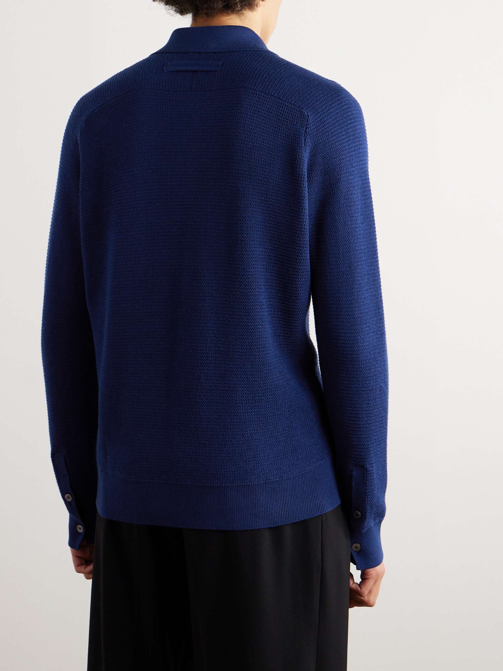 Textured Cotton and Mulberry Silk-Blend Polo Shirt view