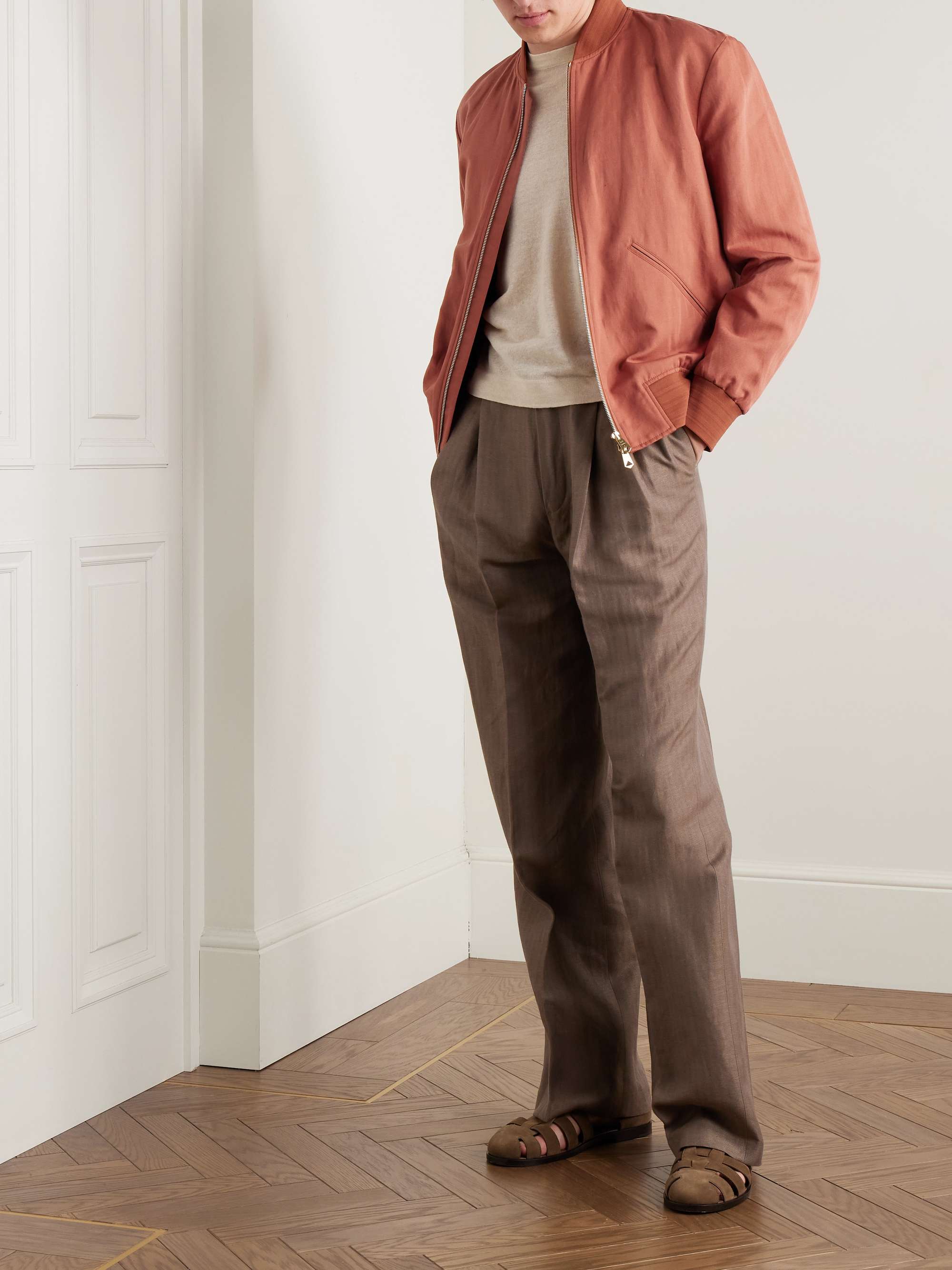 Linen, Cotton and Lyocell-Blend Bomber Jacket view