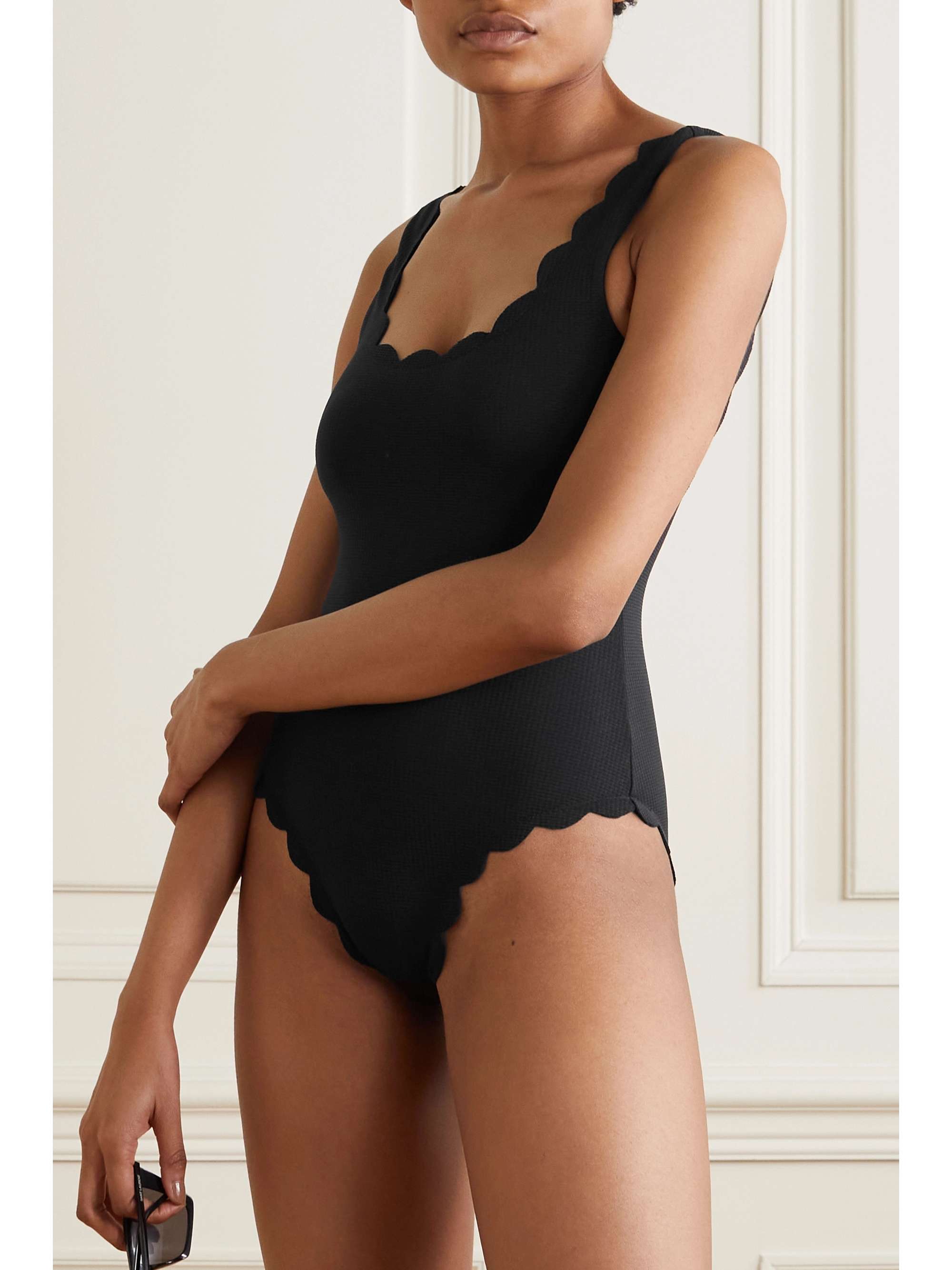 Palm Springs scalloped recycled-seersucker swimsuit view
