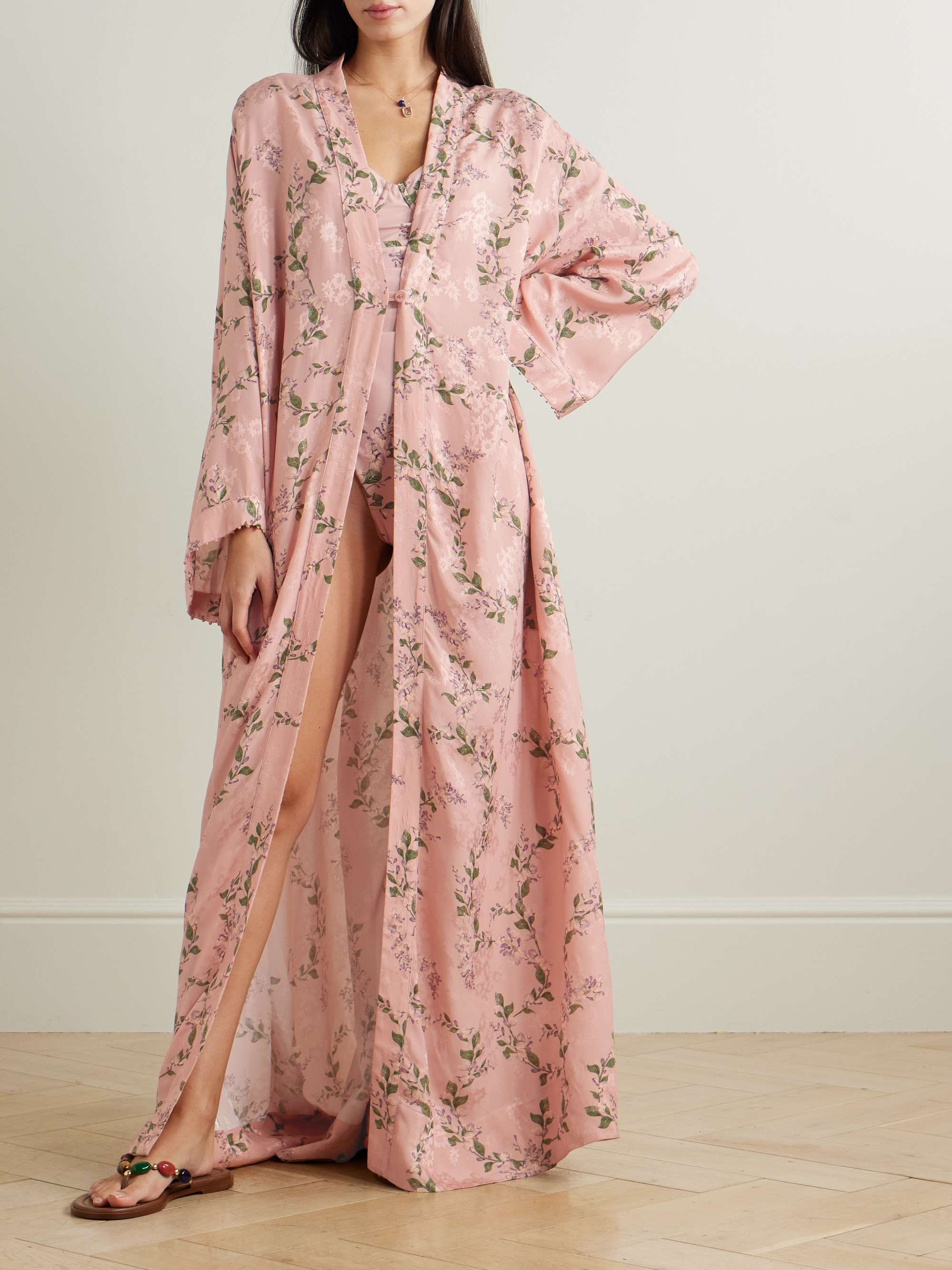 Amanda Wisteria floral-print jacquard coverup view