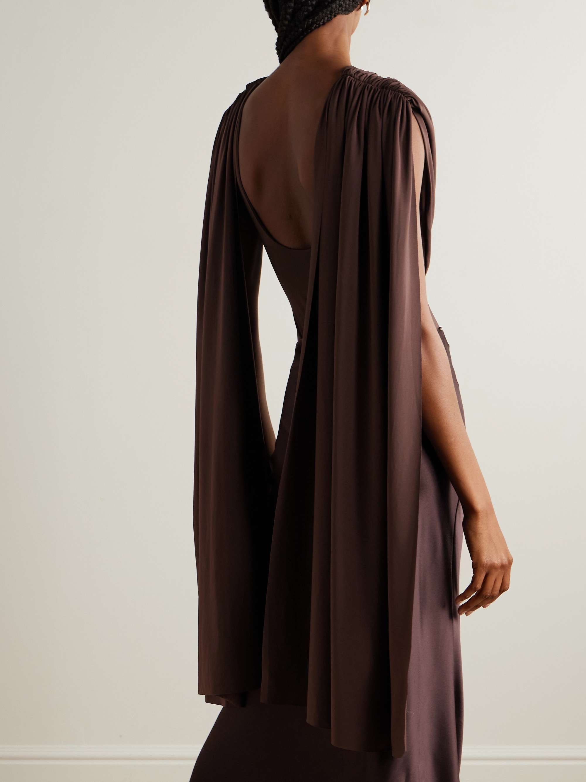 Burano cape-effect draped stretch-jersey bodysuit view