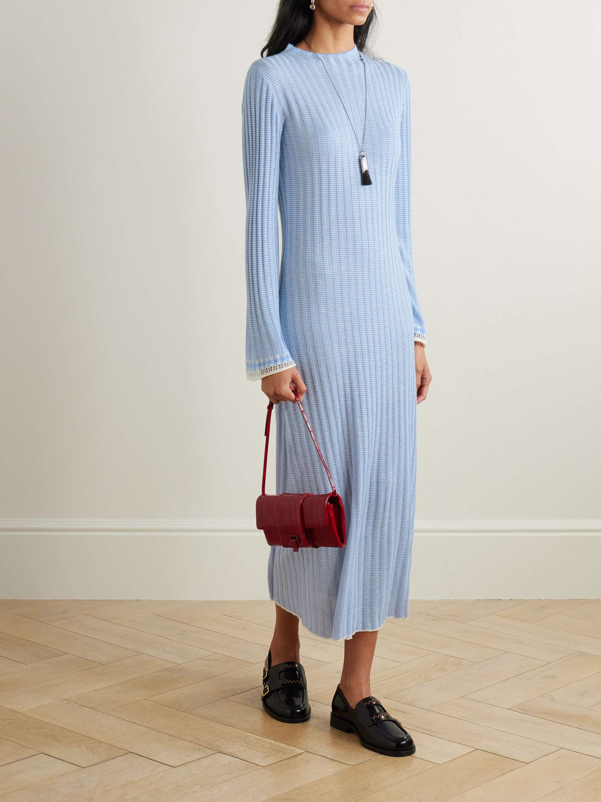 Striped silk and linen-blend maxi dress view