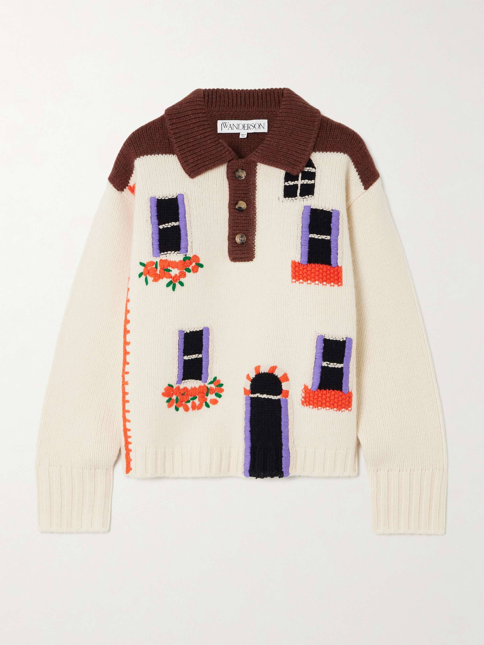 House intarsia-knit wool polo sweater view