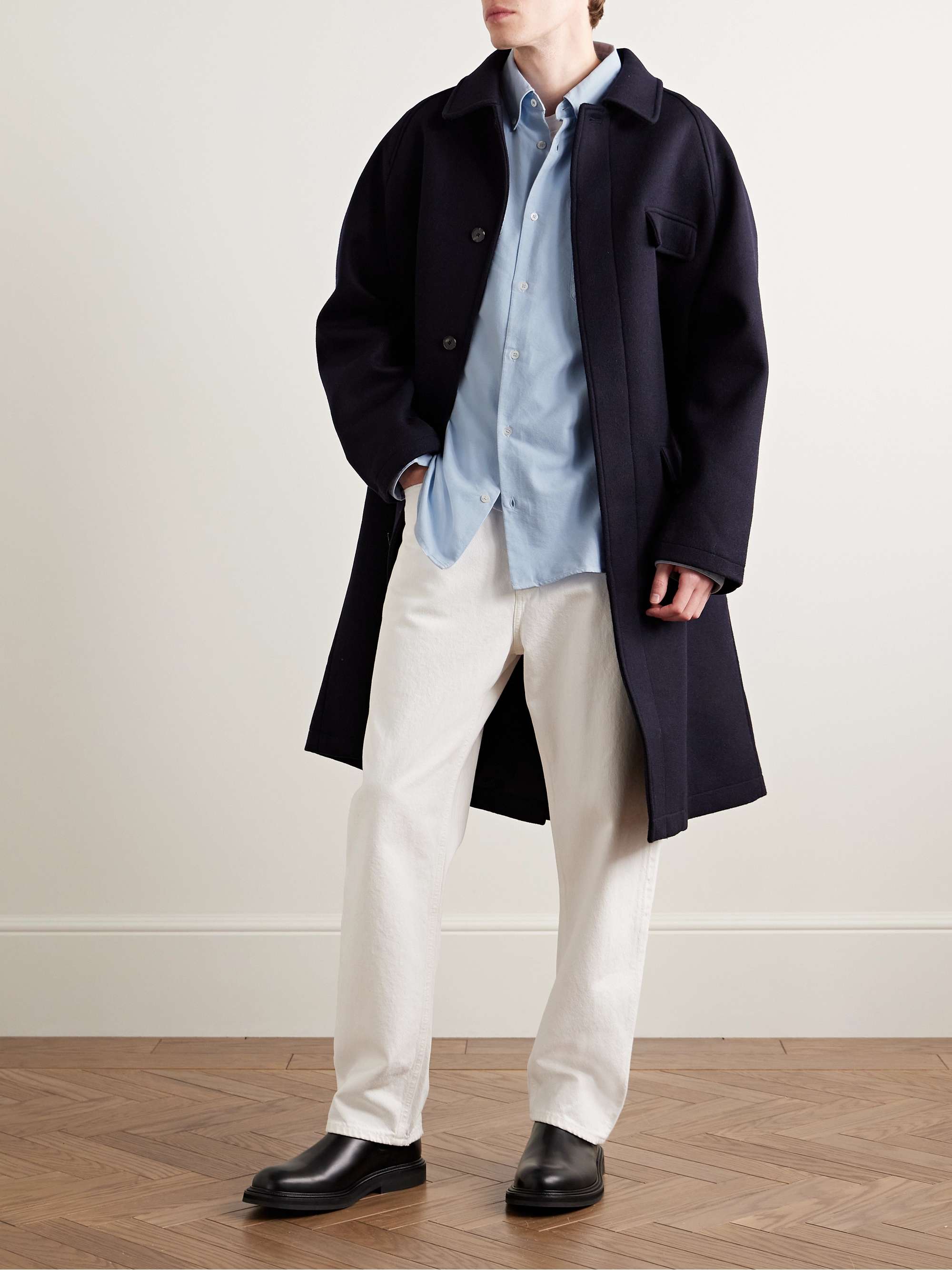 Mateo Button-Down Collar Logo-Embroidered Organic Cotton Shirt view