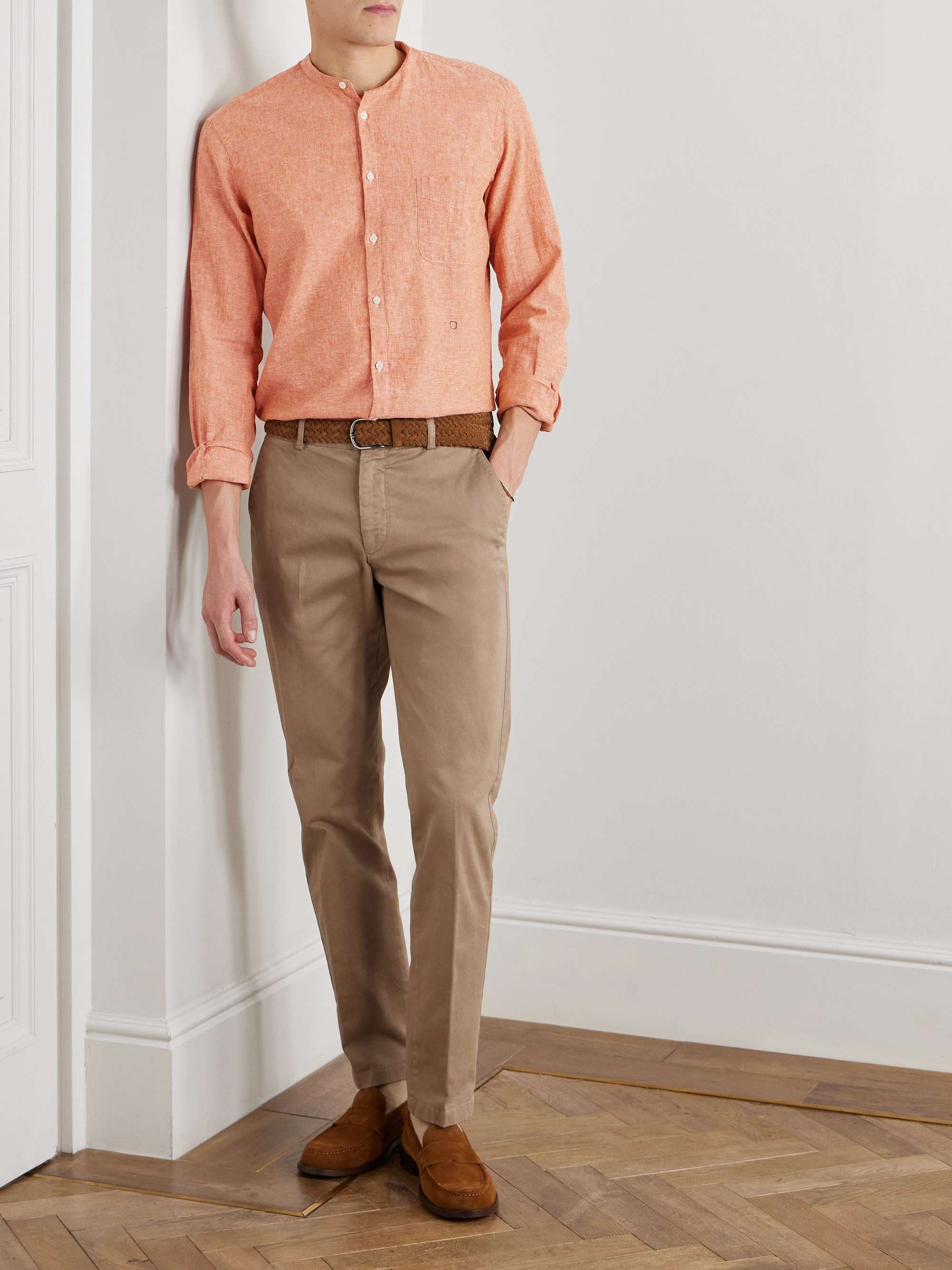 Noto2 Grandad-Collar Linen and Cotton-Blend Shirt view