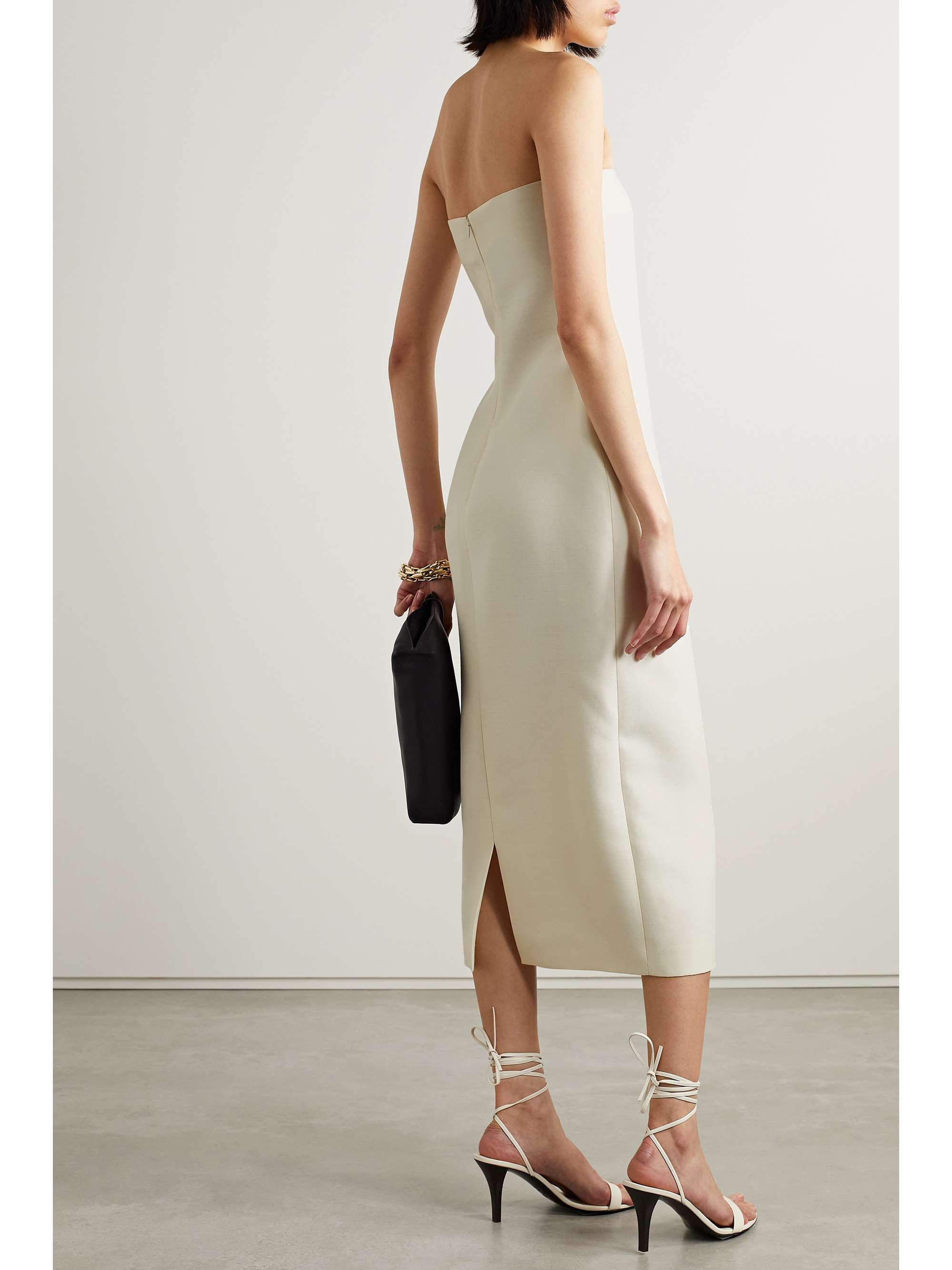 Nita strapless wool and silk-blend cady midi dress view