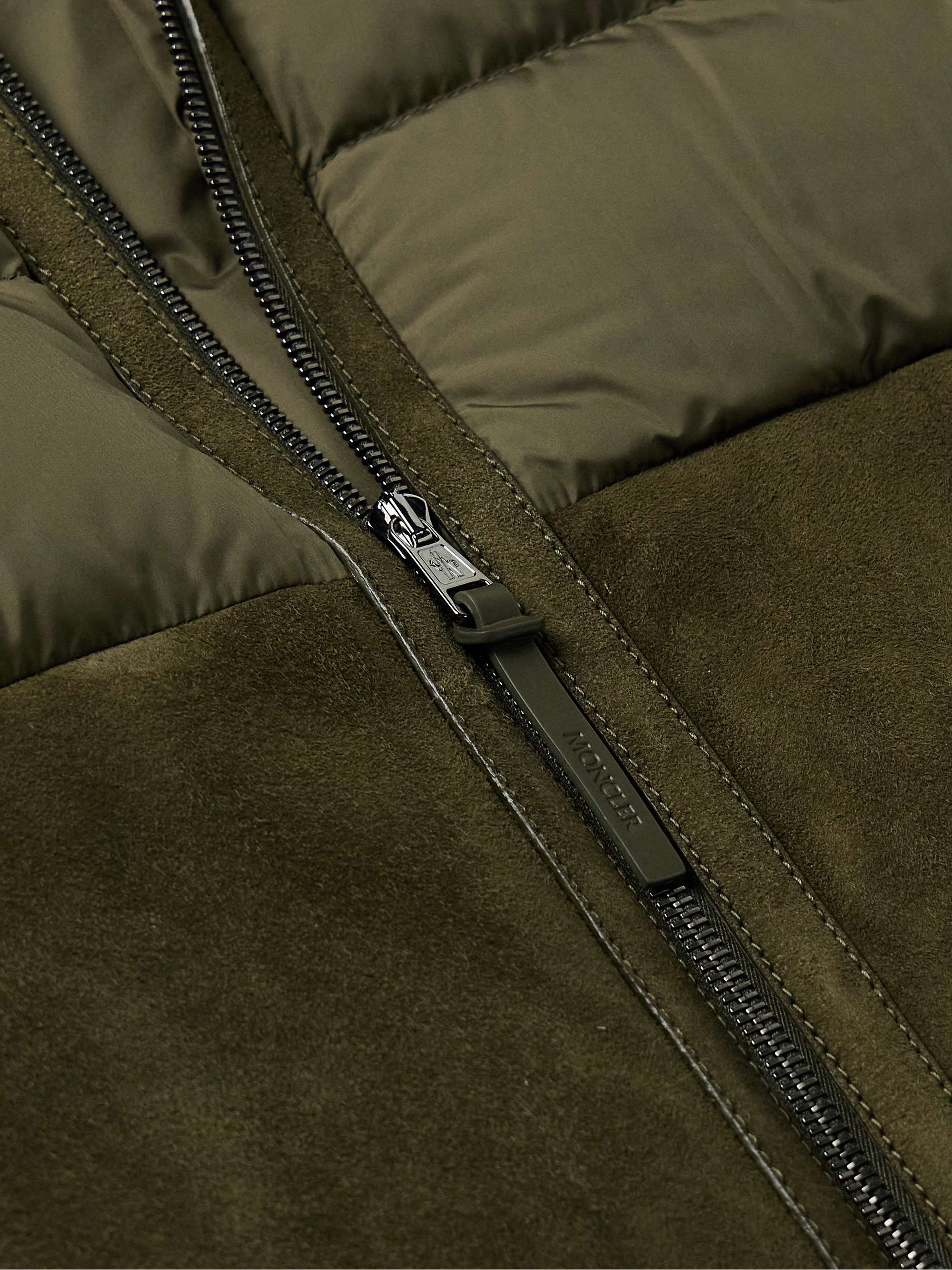 Tuffes Slim-Fit Suede-Trimmed Quilted Shell Down Hooded Jacket view