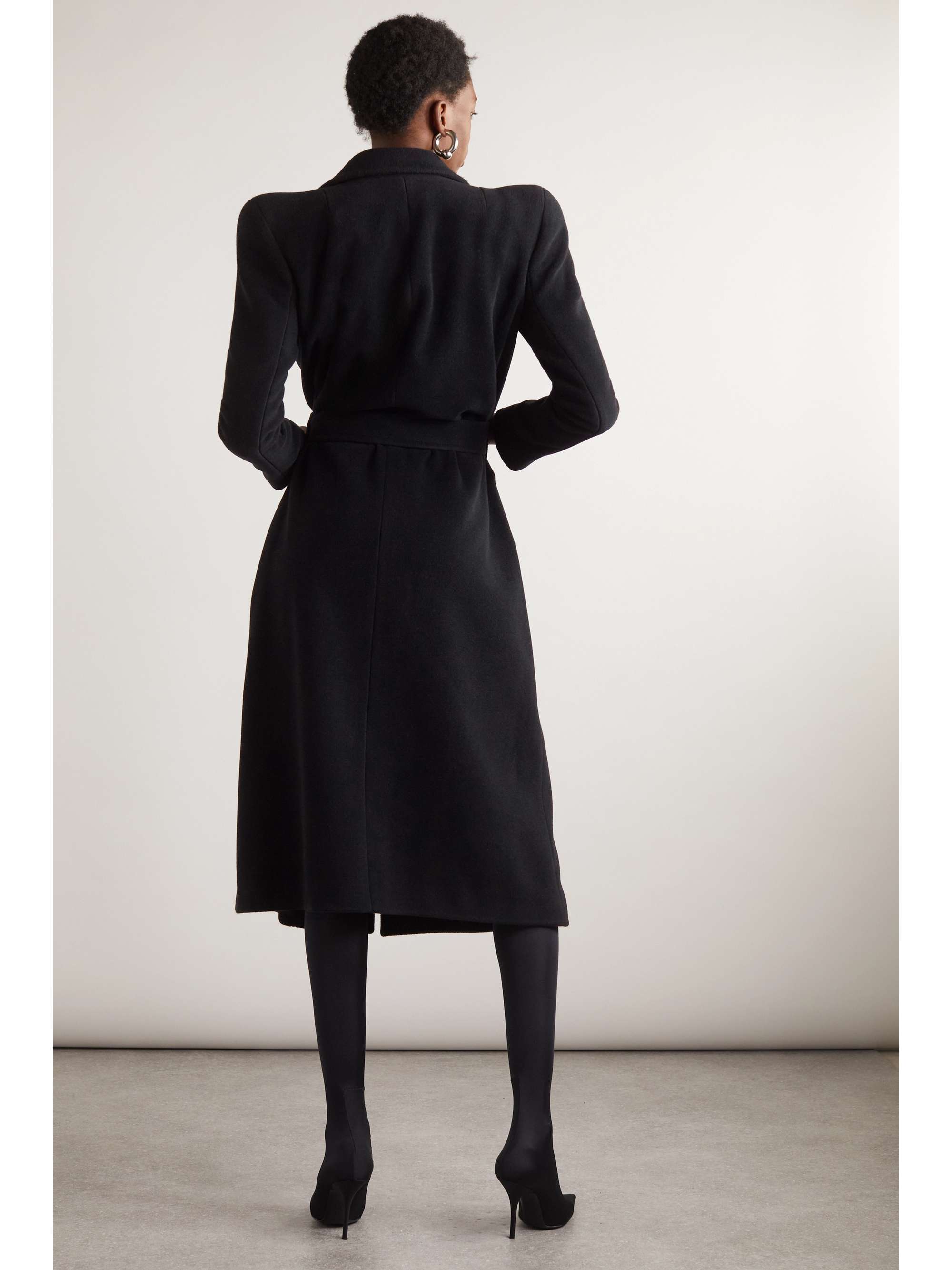 Belted cashmere-blend coat view