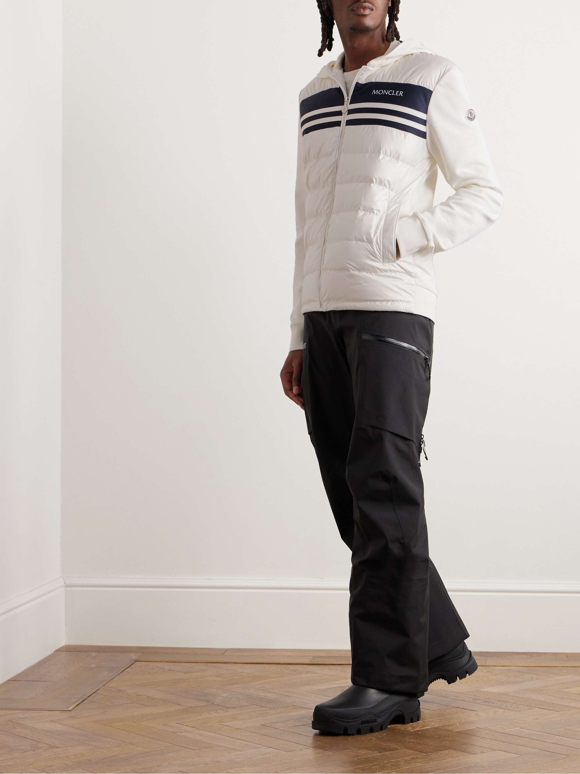 Slim-Fit Cotton-Jersey and Quilted Shell Down Zip-Up Hoodie view