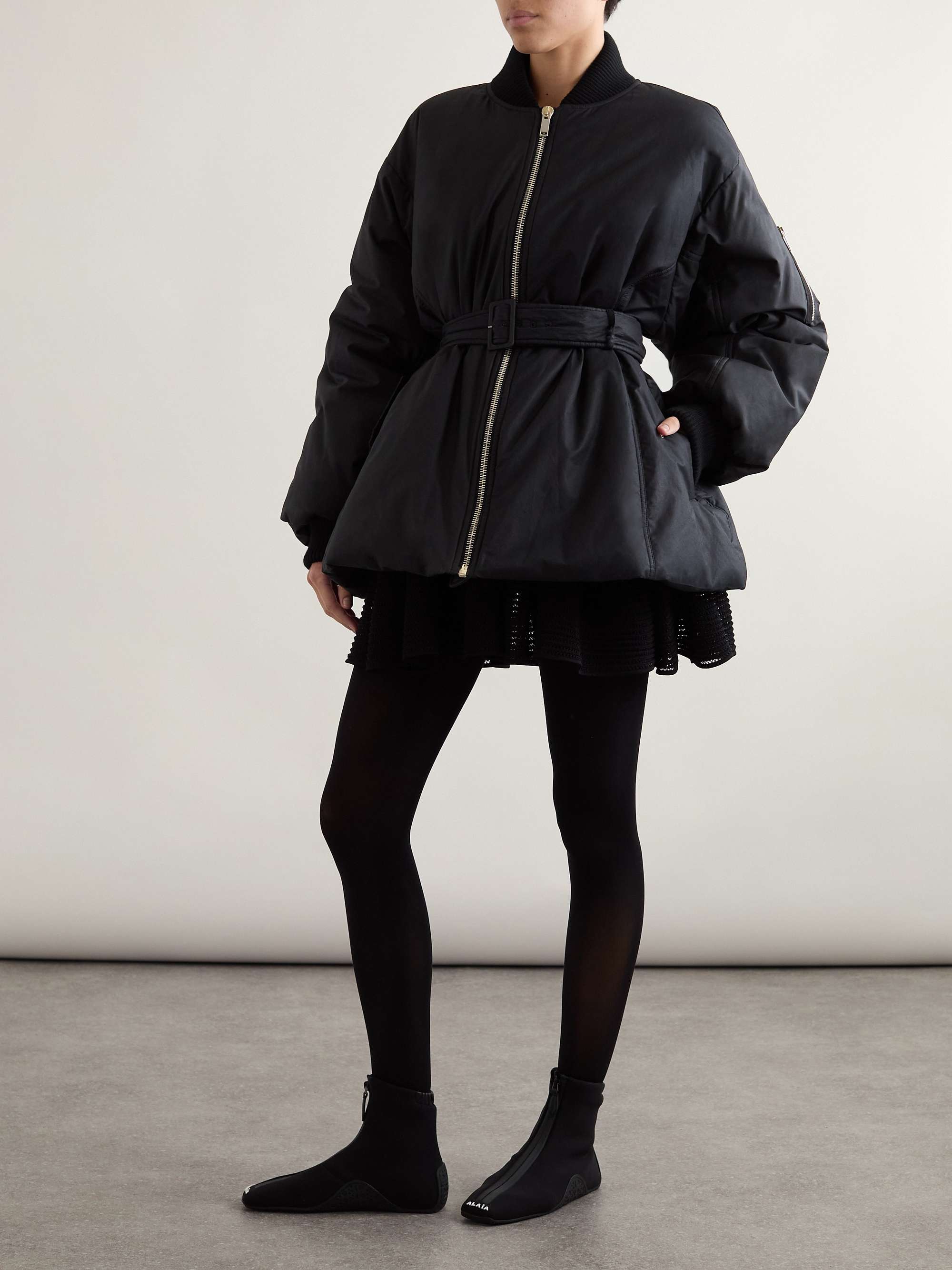 Pleated open-knit mini skirt view