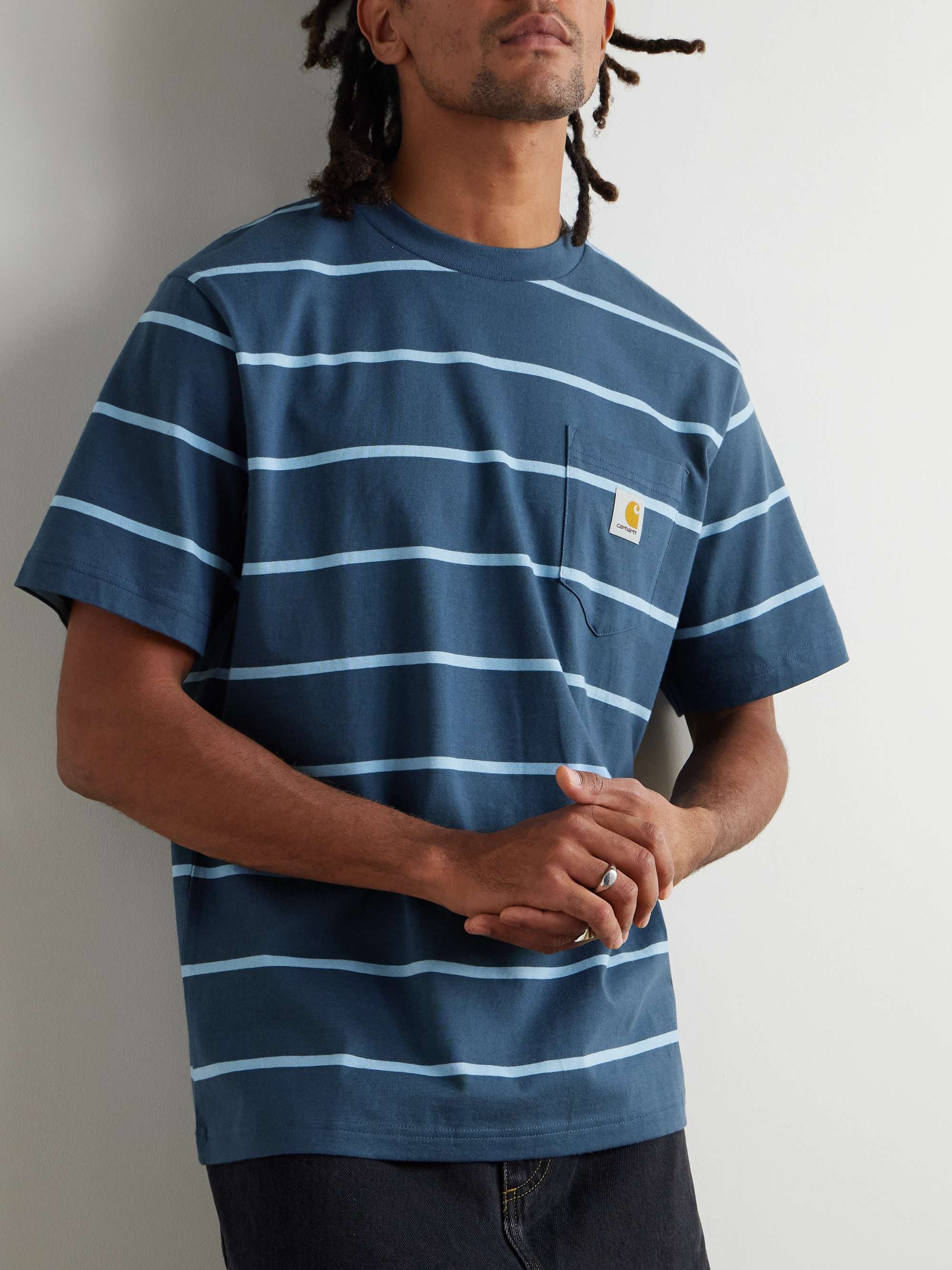 Aiken Logo-Appliquéd Striped Cotton-Jersey T-Shirt view