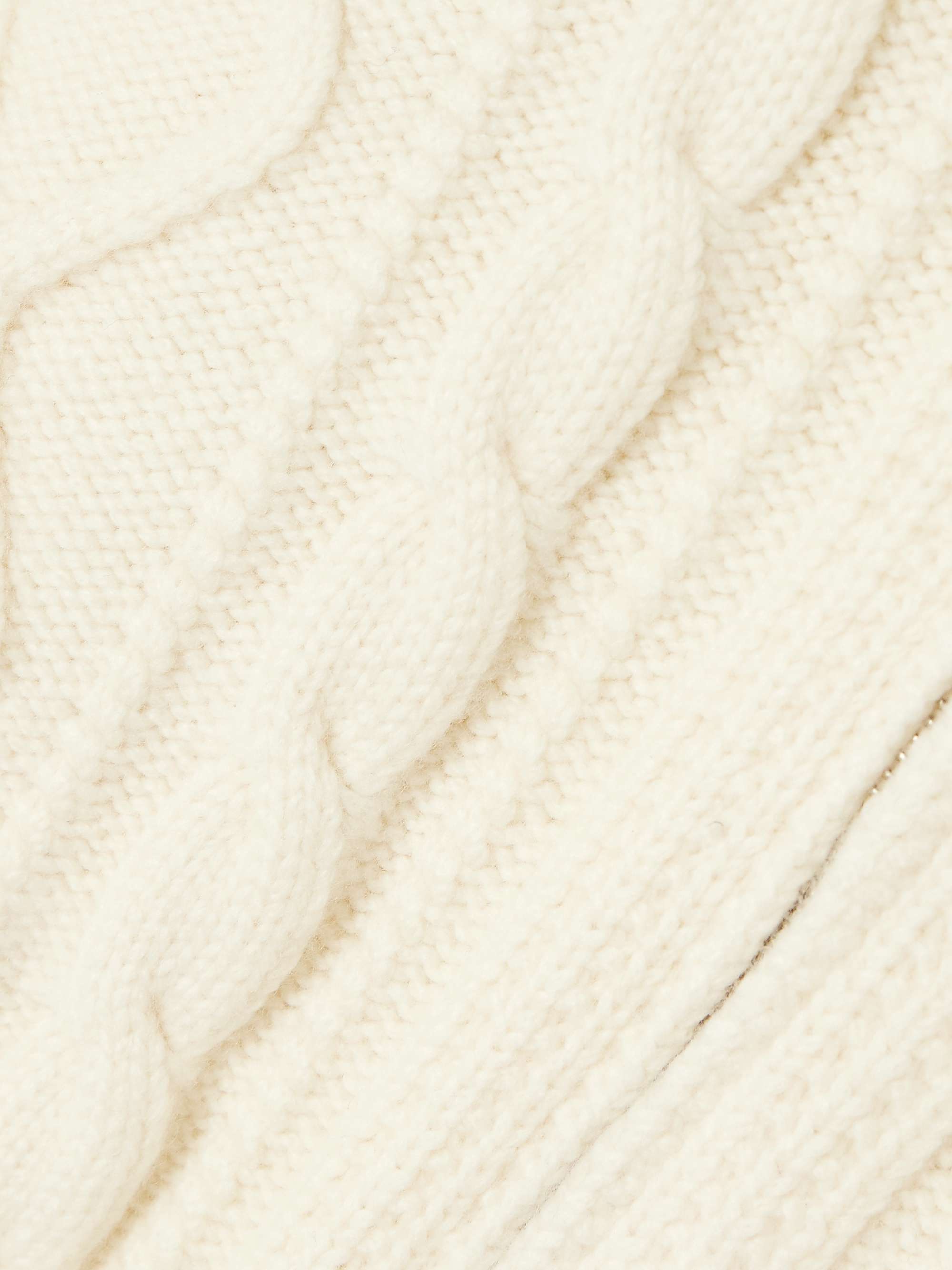 Cropped cable-knit merino wool zip-up cardigan view