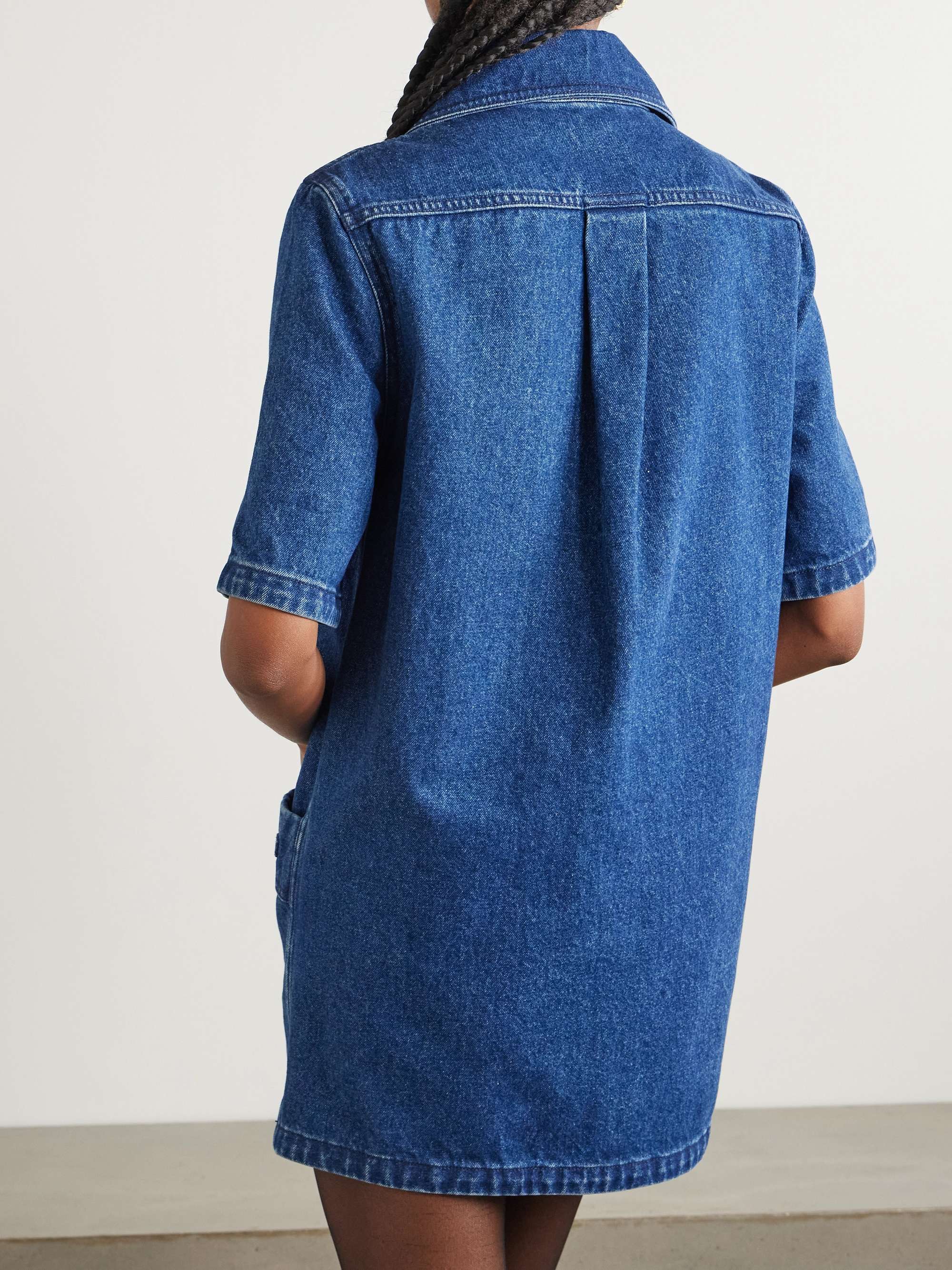 Embellished denim mini shirt dress view