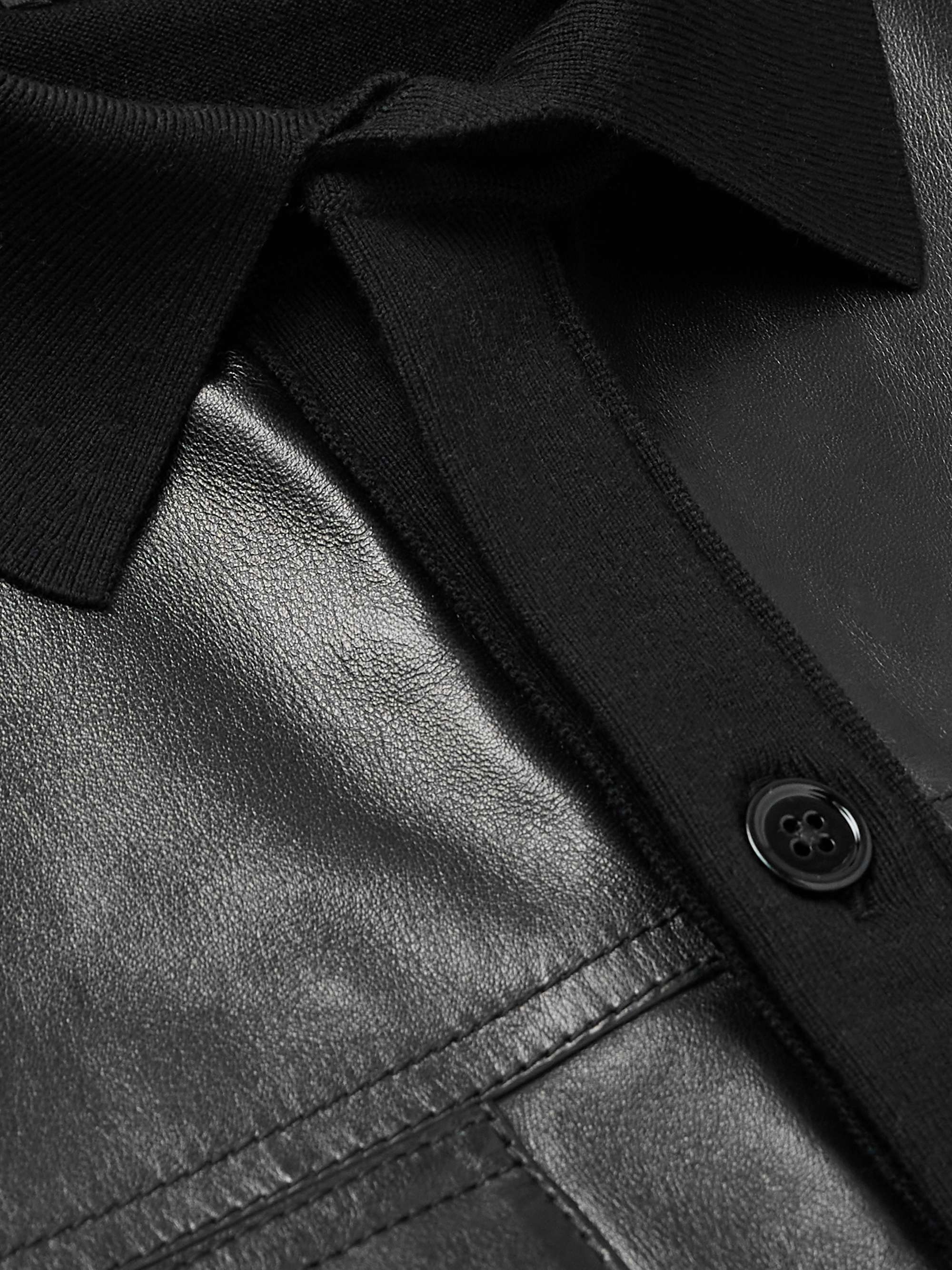 Slim-Fit Leather-Panelled Wool Jacket view